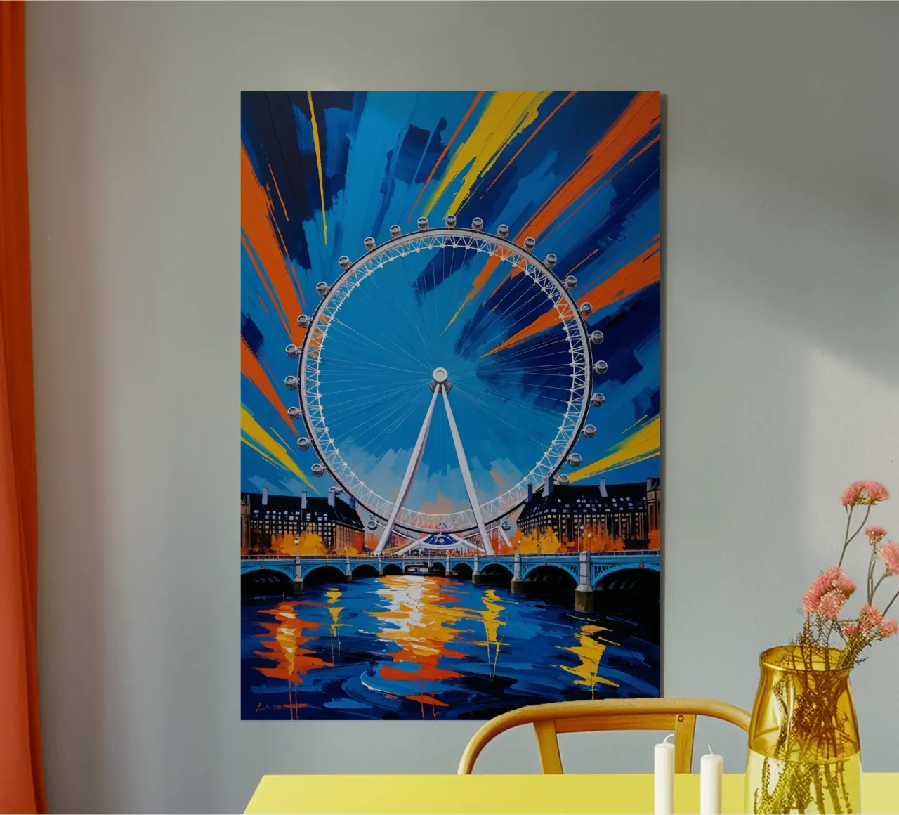 Abstract Expressionist Depiction of the London Eye alluminio dibond da AlbertKlee