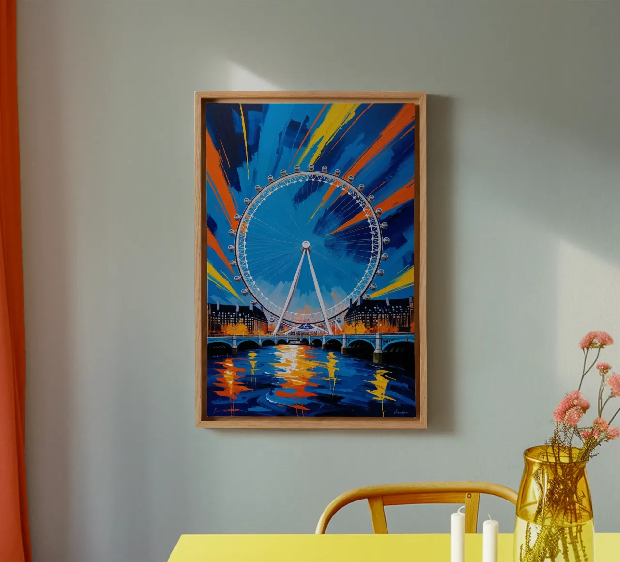 Abstract Expressionist Depiction of the London Eye tela con Cornice a cassetta da AlbertKlee