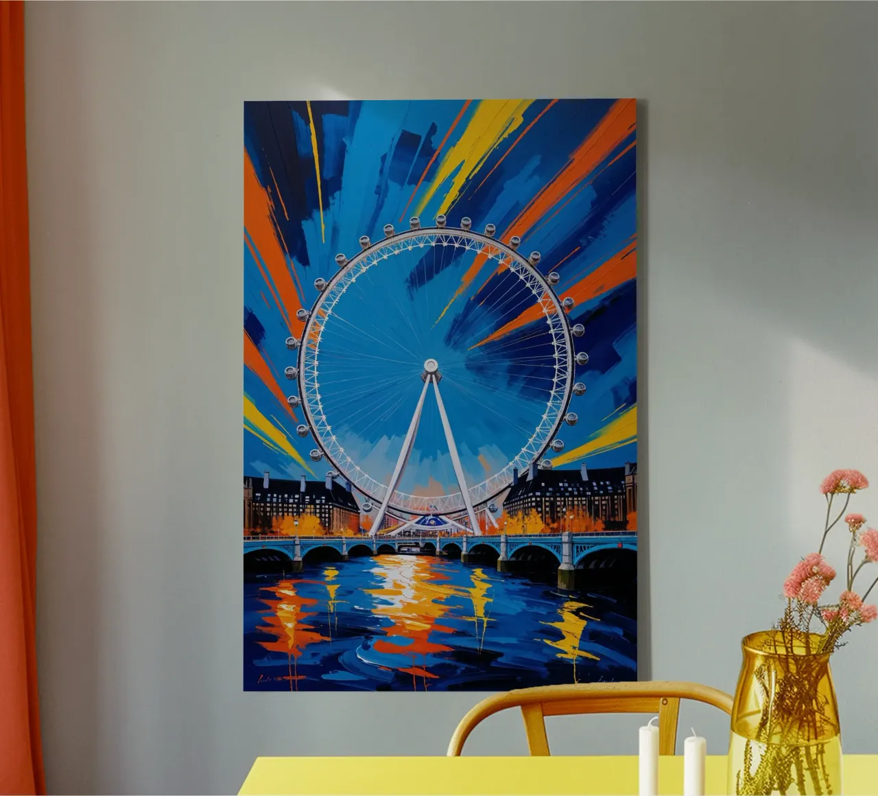 Abstract Expressionist Depiction of the London Eye tela con Cornice a cassetta da AlbertKlee