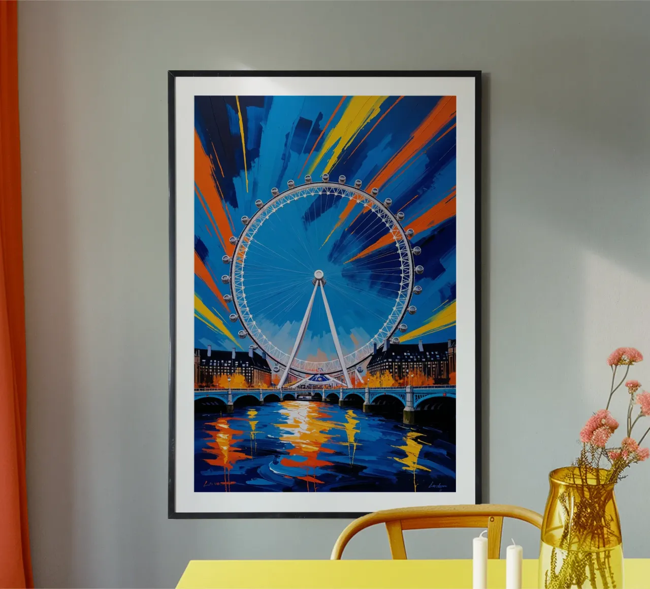 Abstract Expressionist Depiction of the London Eye poster con telaio in plastica da AlbertKlee