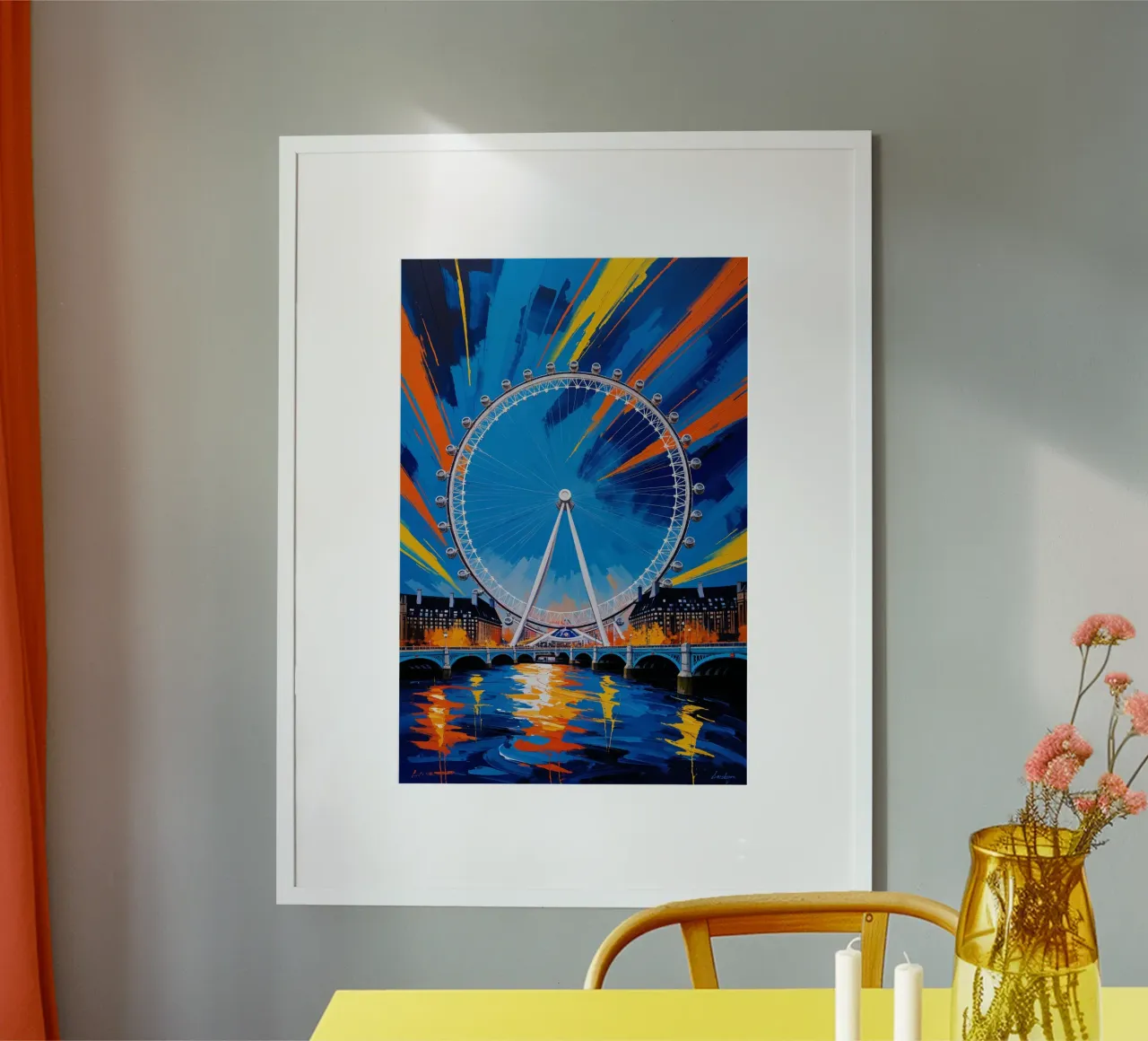 Abstract Expressionist Depiction of the London Eye poster con telaio in plastica da AlbertKlee