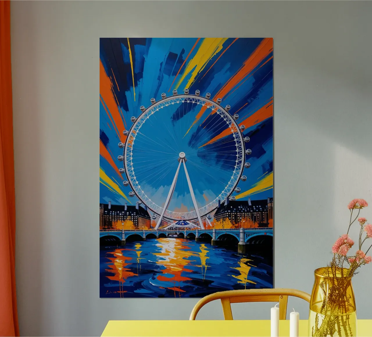 Abstract Expressionist Depiction of the London Eye poster con telaio in plastica da AlbertKlee