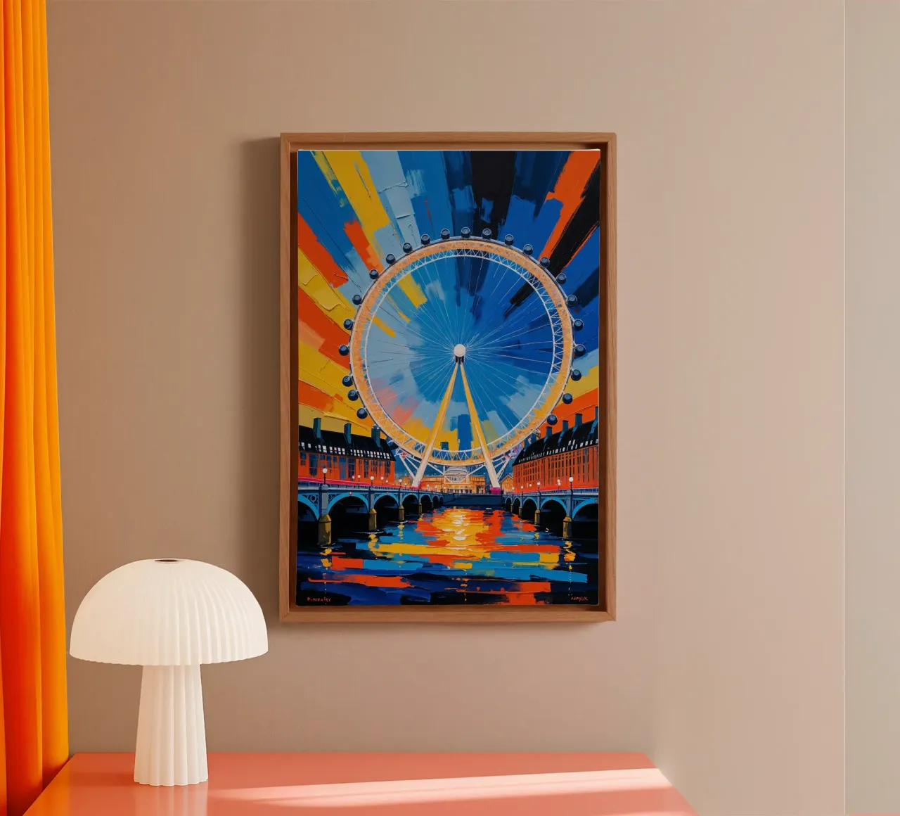 Dynamic Abstract Painting of the London Eye by the Thames tela con Cornice a cassetta da AlbertKlee