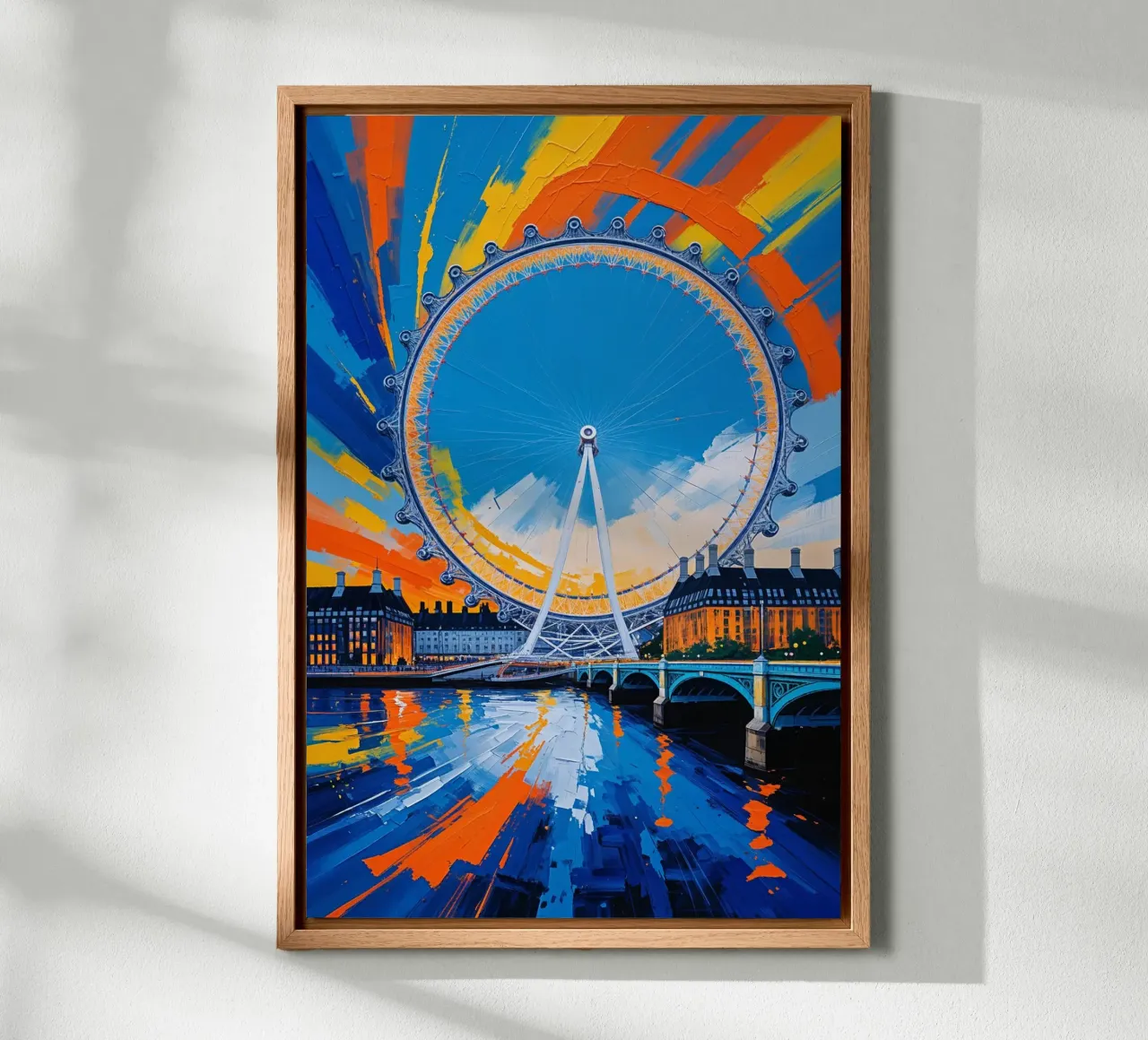The London Eye with Bold Colors tela con Cornice a cassetta da AlbertKlee