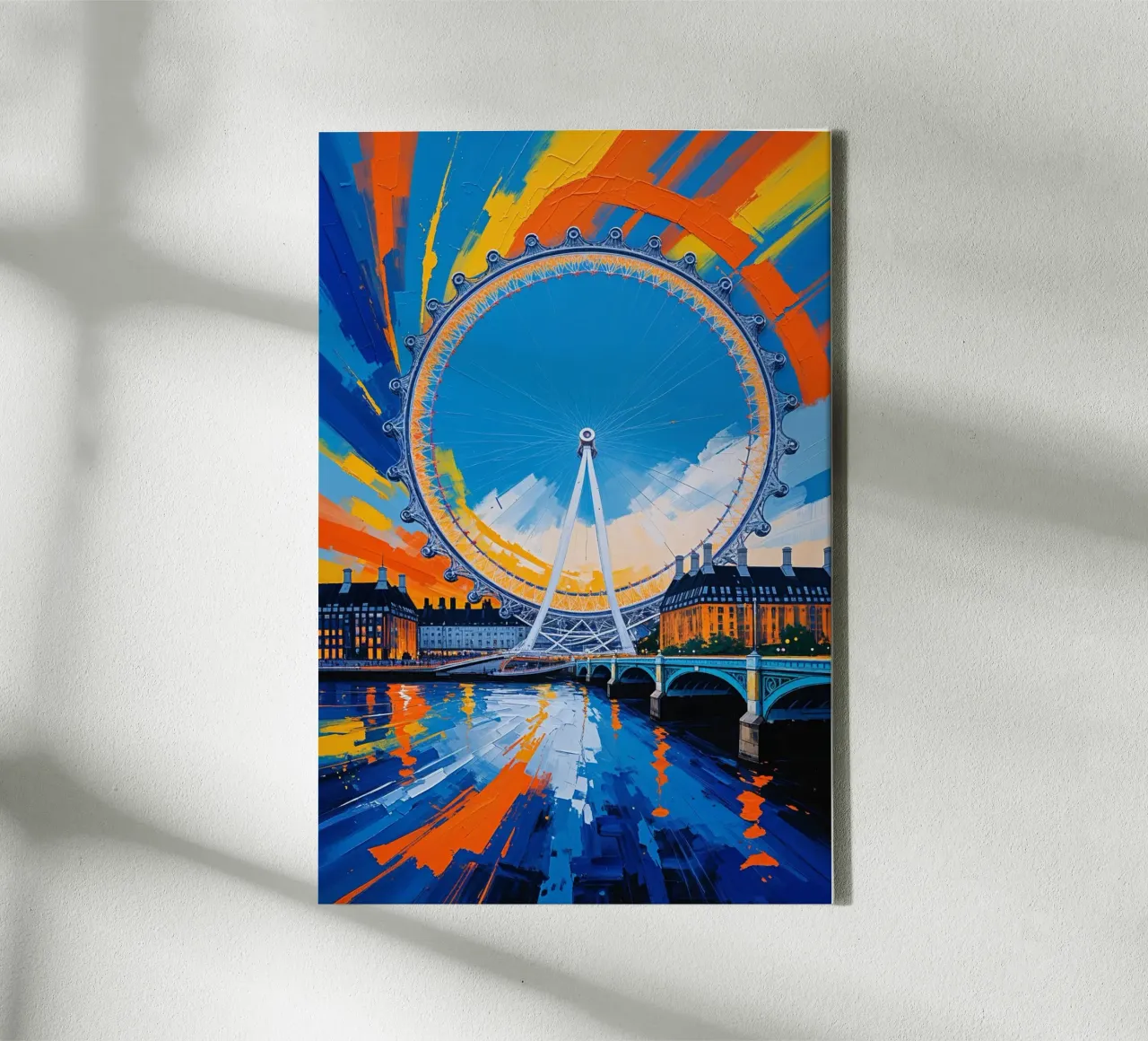 The London Eye with Bold Colors tela con Cornice a cassetta da AlbertKlee