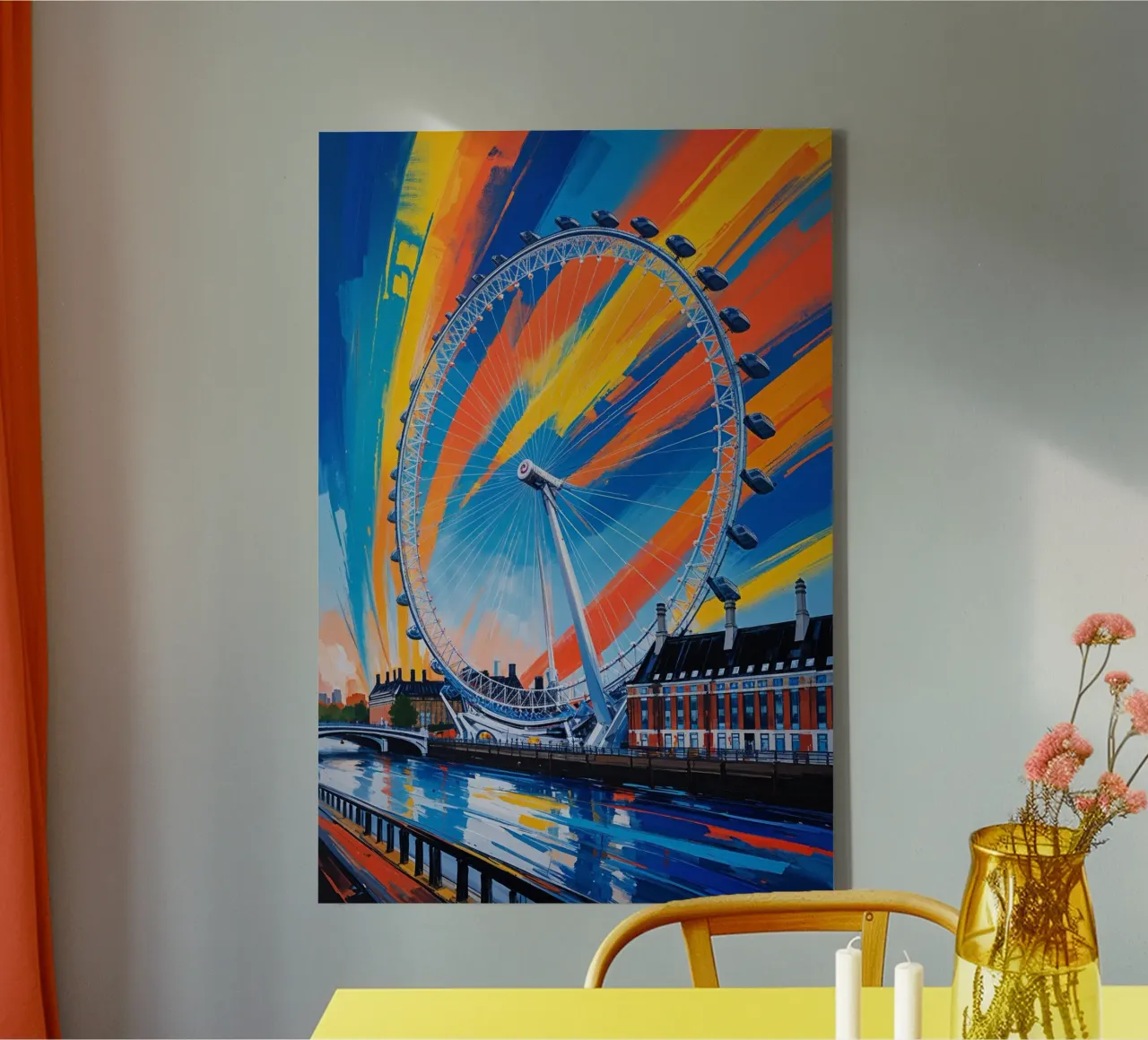 London Eye in Colorful Motion tela con Cornice a cassetta da AlbertKlee
