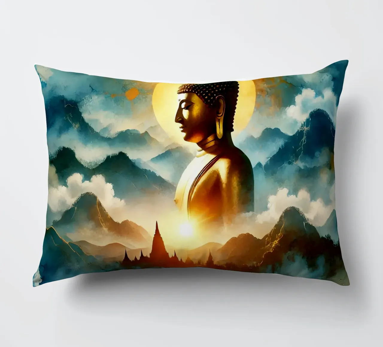 Buddha - Aquarell-Stil cuscino da spiritual