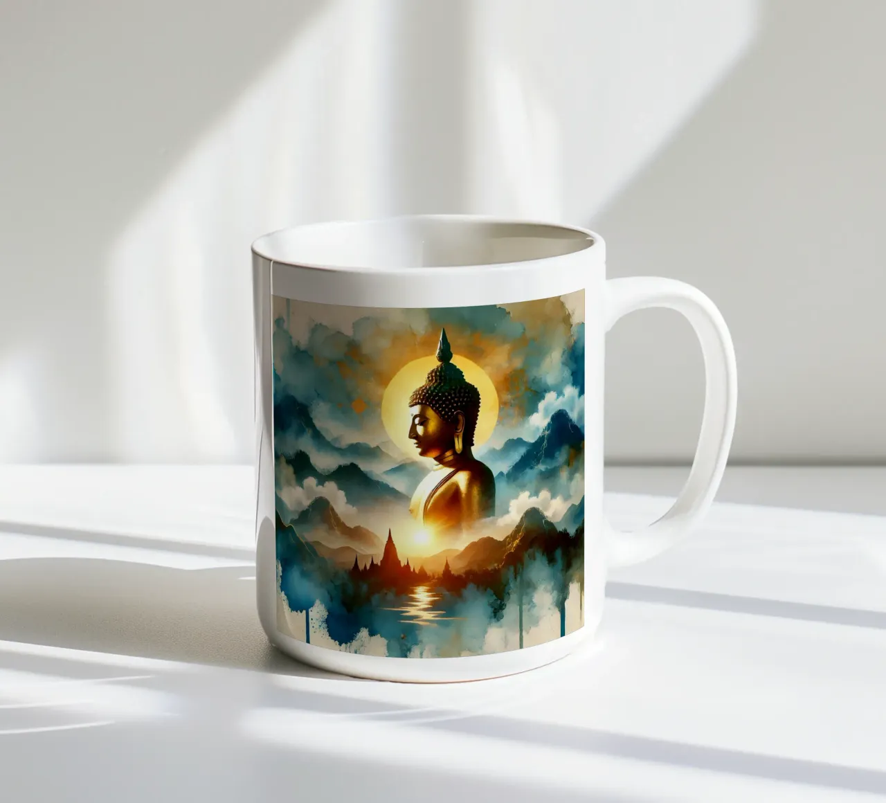 Buddha - Aquarell-Stil tazza in ceramica da spiritual