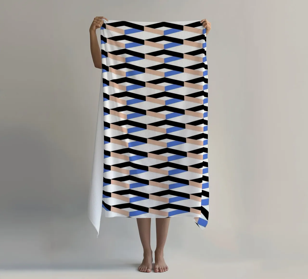 Geometric Optical Illusion Art – Modern Minimalist Design beach towel by kookiepixel
