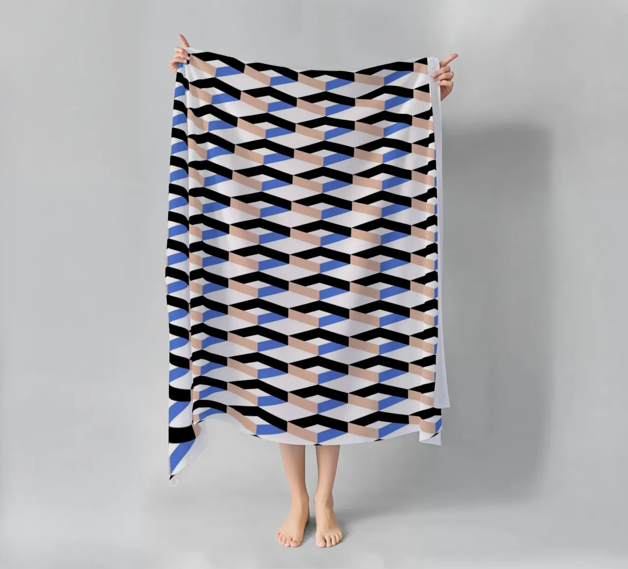 Geometric Optical Illusion Art – Modern Minimalist Design beach towel by kookiepixel