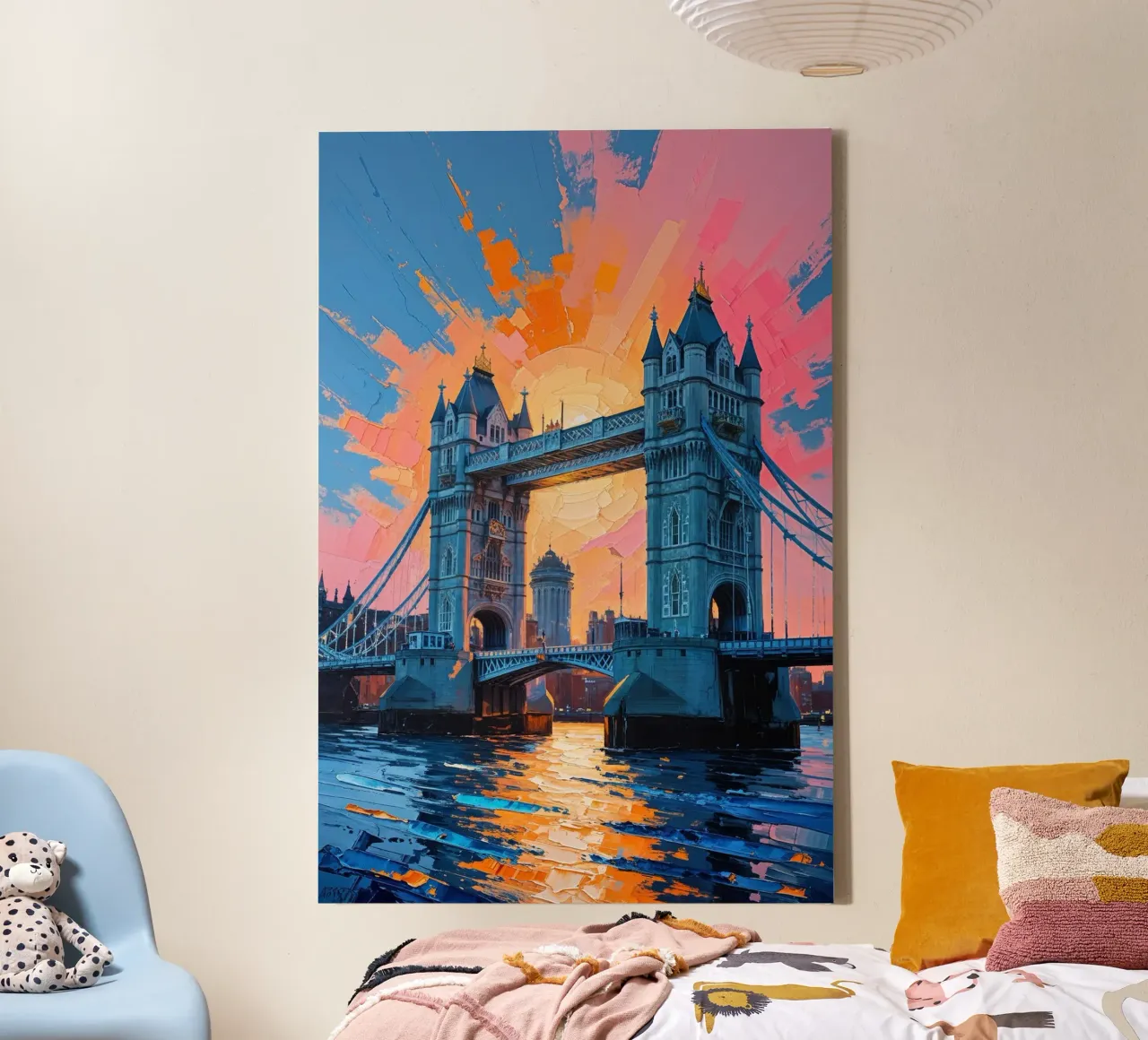 Golden Glow of Tower Bridge at Sunset tela con Cornice a cassetta da AlbertKlee