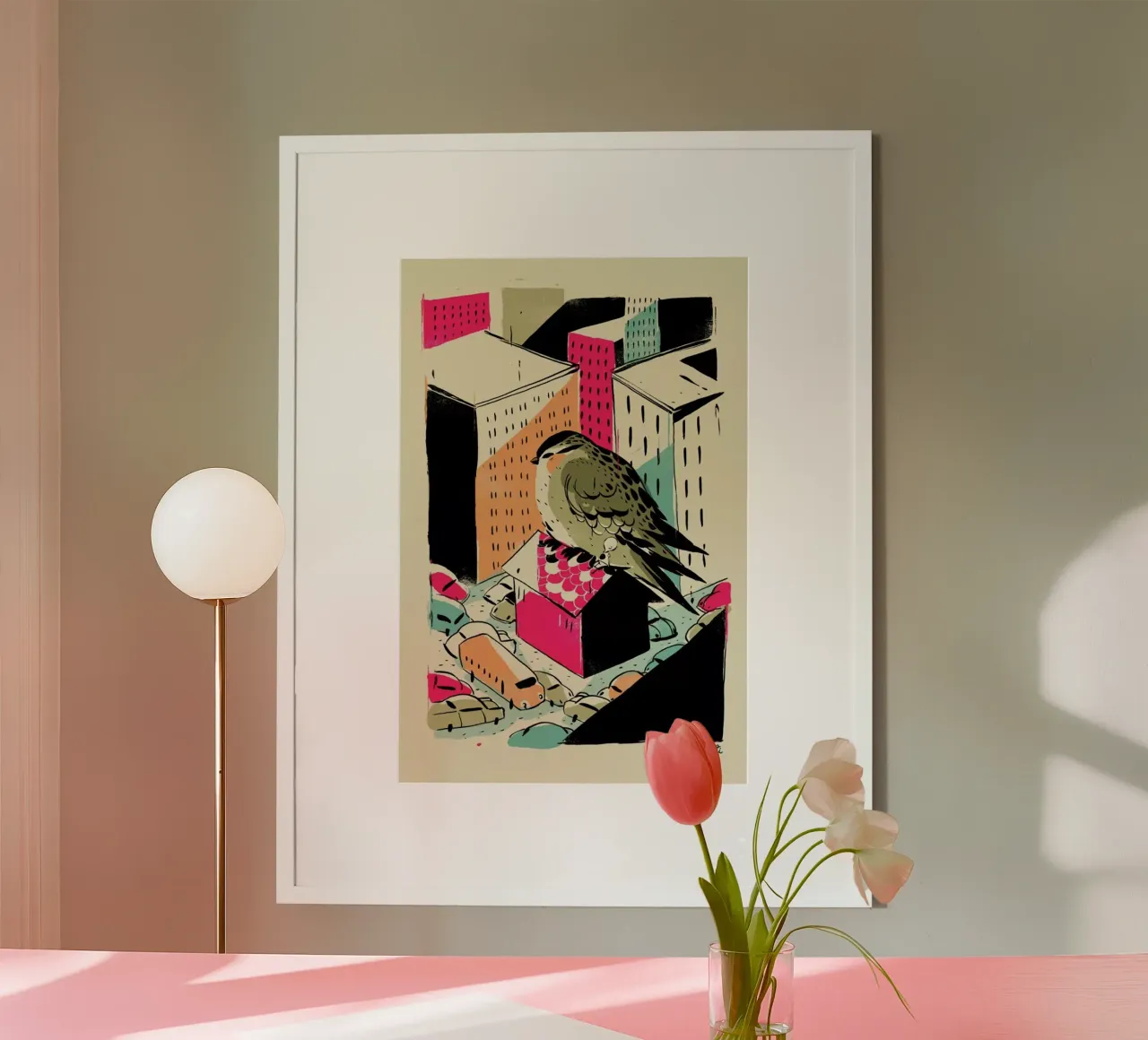 Giants Birdy poster con telaio in legno da Pietari Posti