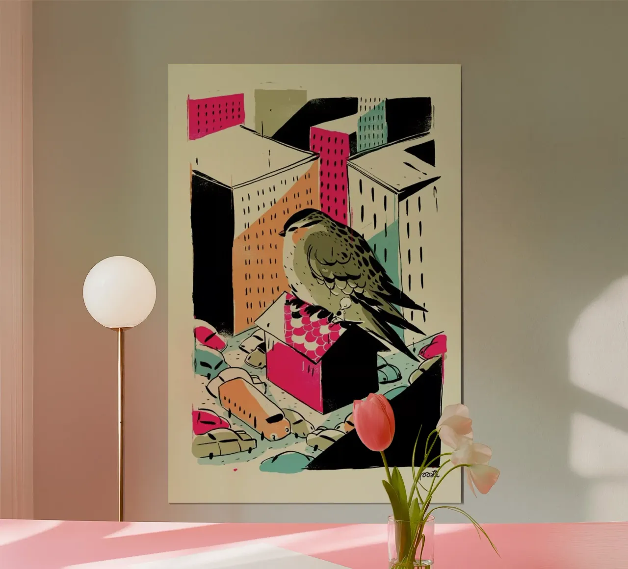 Giants Birdy poster con telaio in legno da Pietari Posti