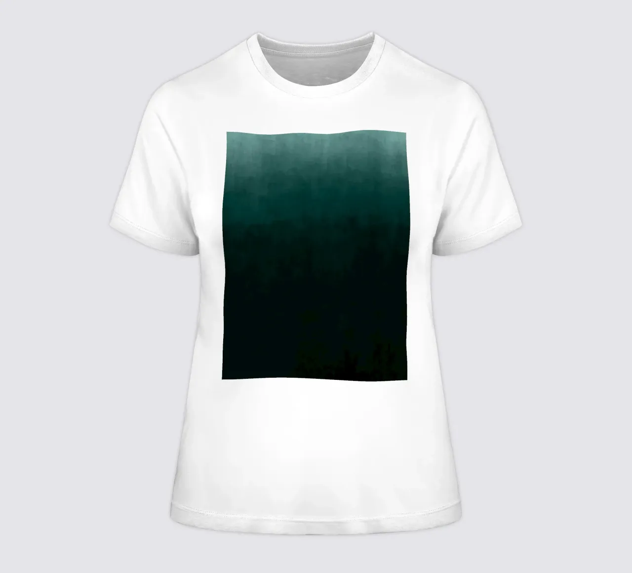 Diep smaragdgroen kleurverloop abstracte kunstdruk dames t-shirt getailleerd van kookiepixel