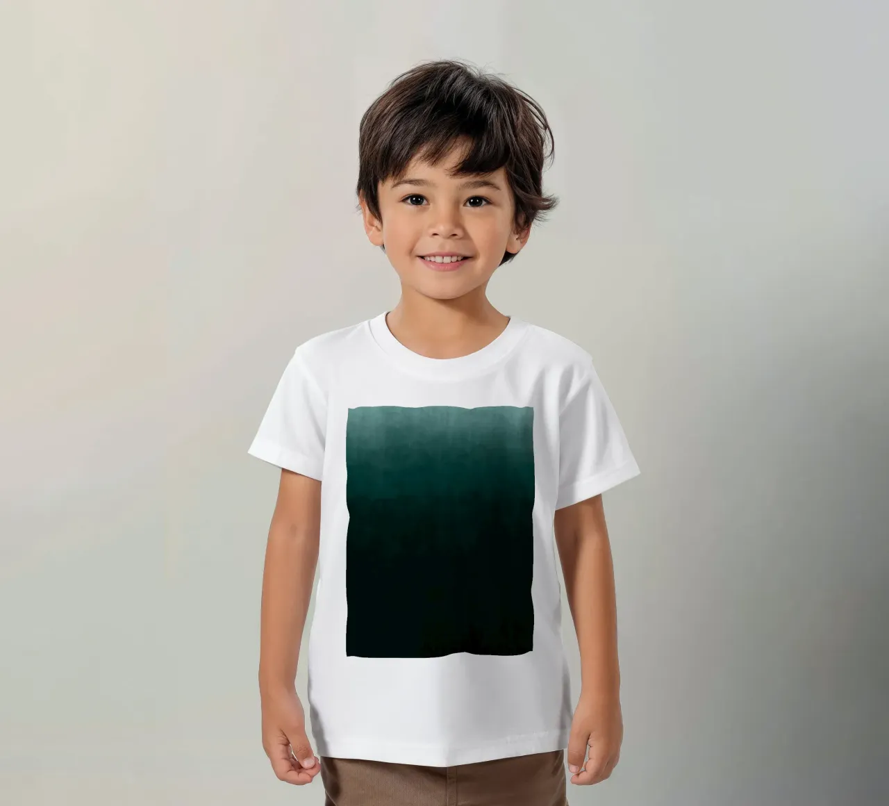 Diep smaragdgroen kleurverloop abstracte kunstdruk kinder t-shirt van kookiepixel