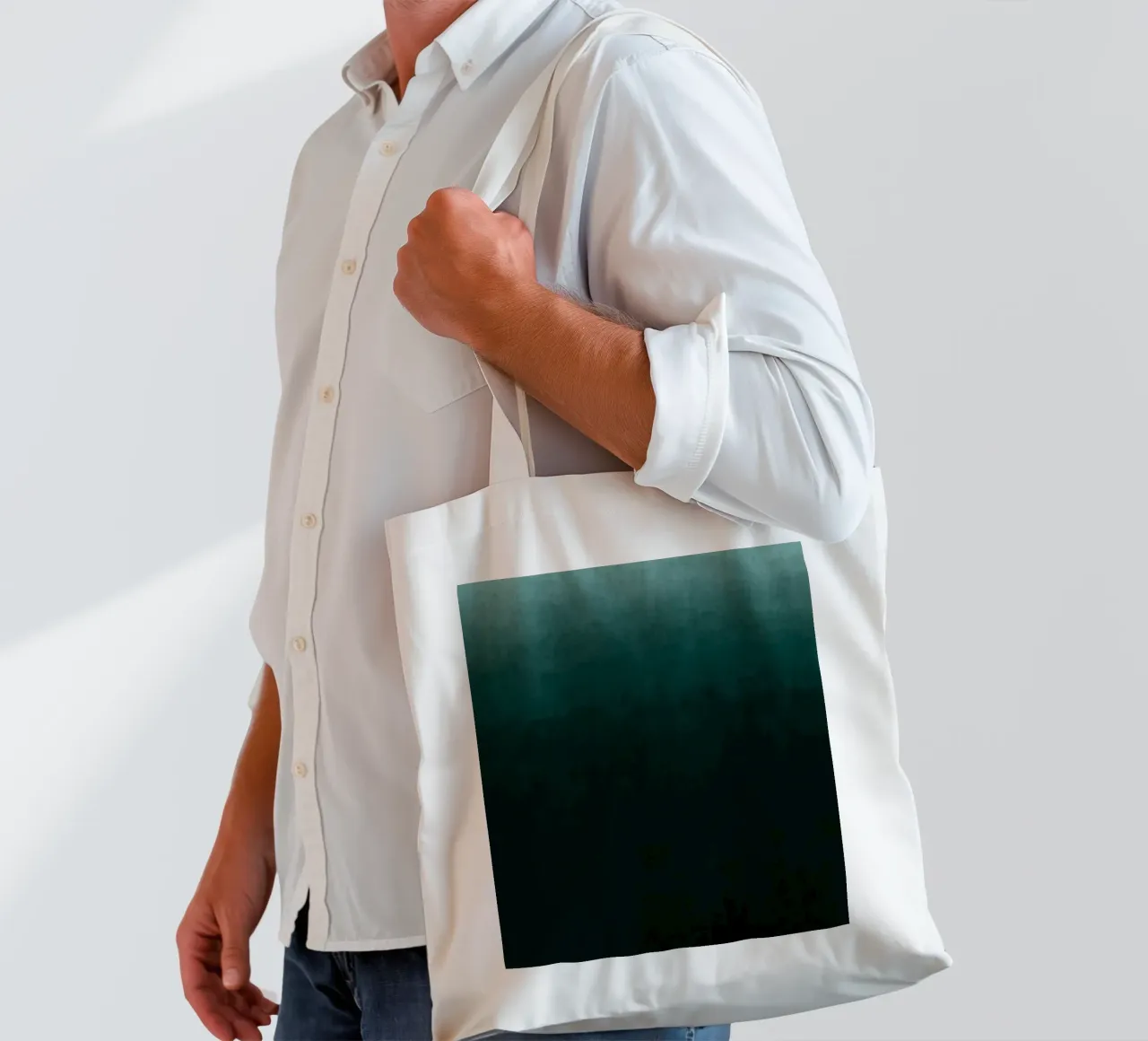 Stampa d'arte astratta a gradi verde smeraldo profondo borsa in juta da kookiepixel