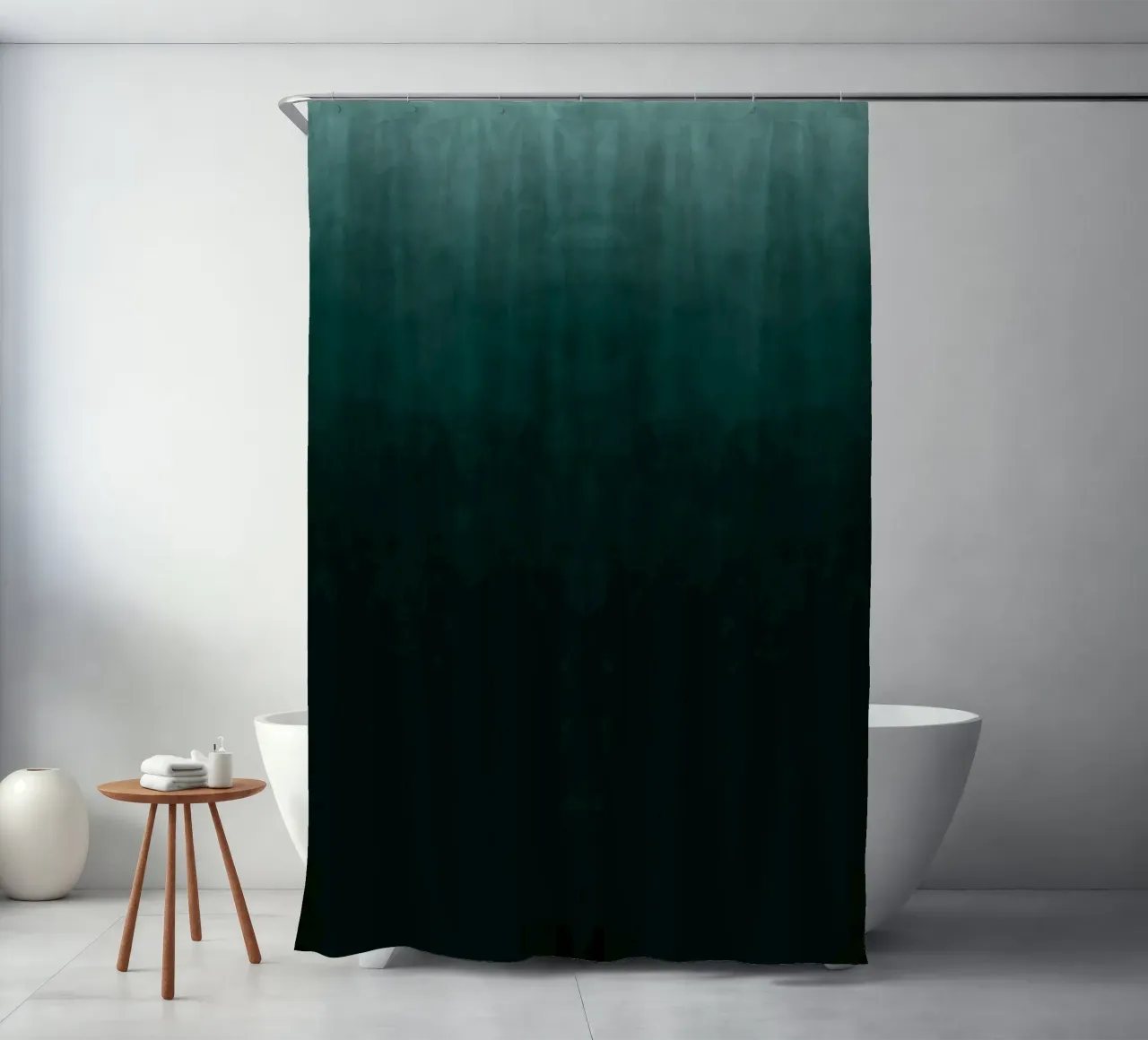 Stampa d'arte astratta a gradi verde smeraldo profondo tenda da doccia da kookiepixel