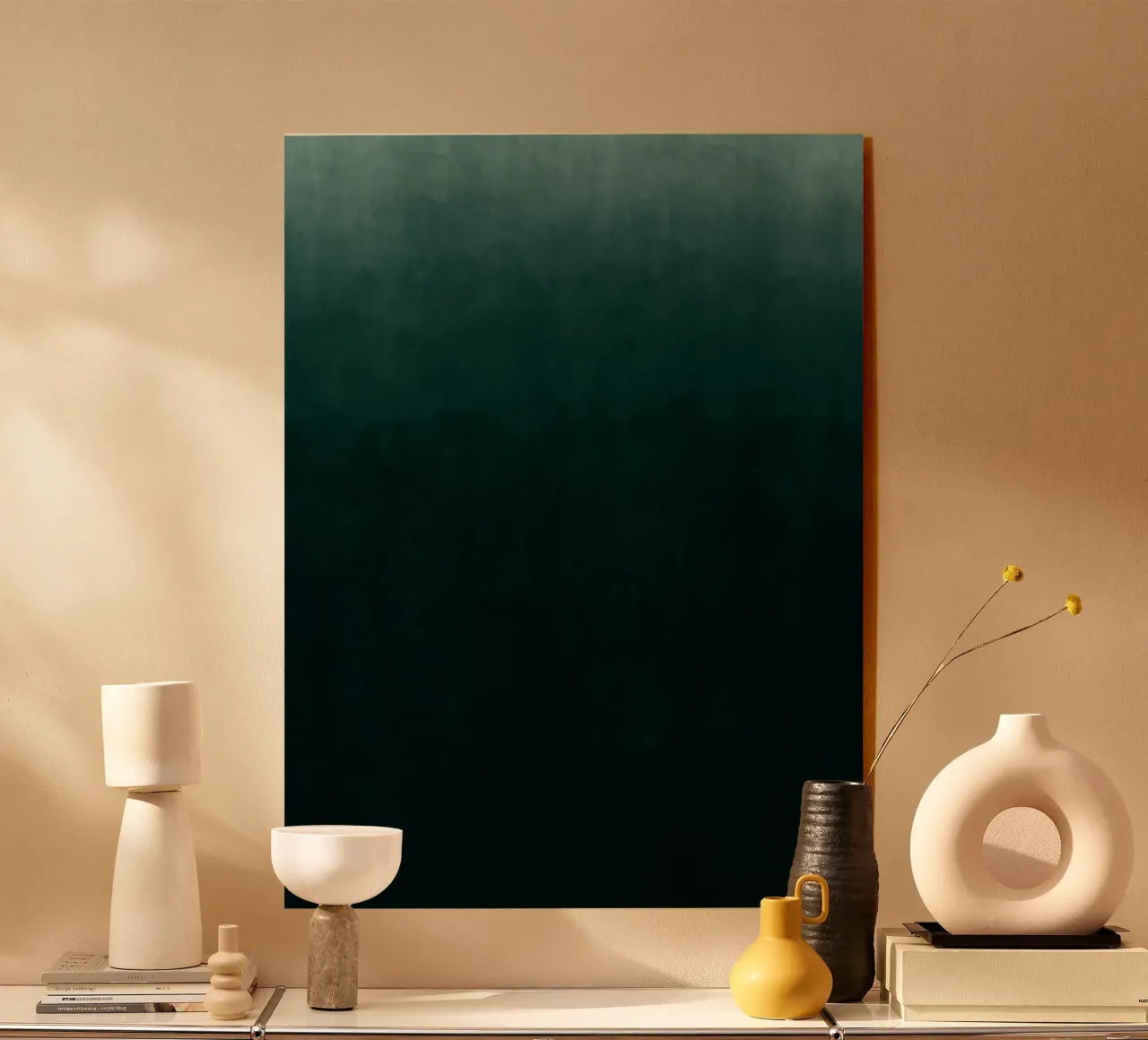 Diep smaragdgroen kleurverloop abstracte kunstdruk acryl van kookiepixel