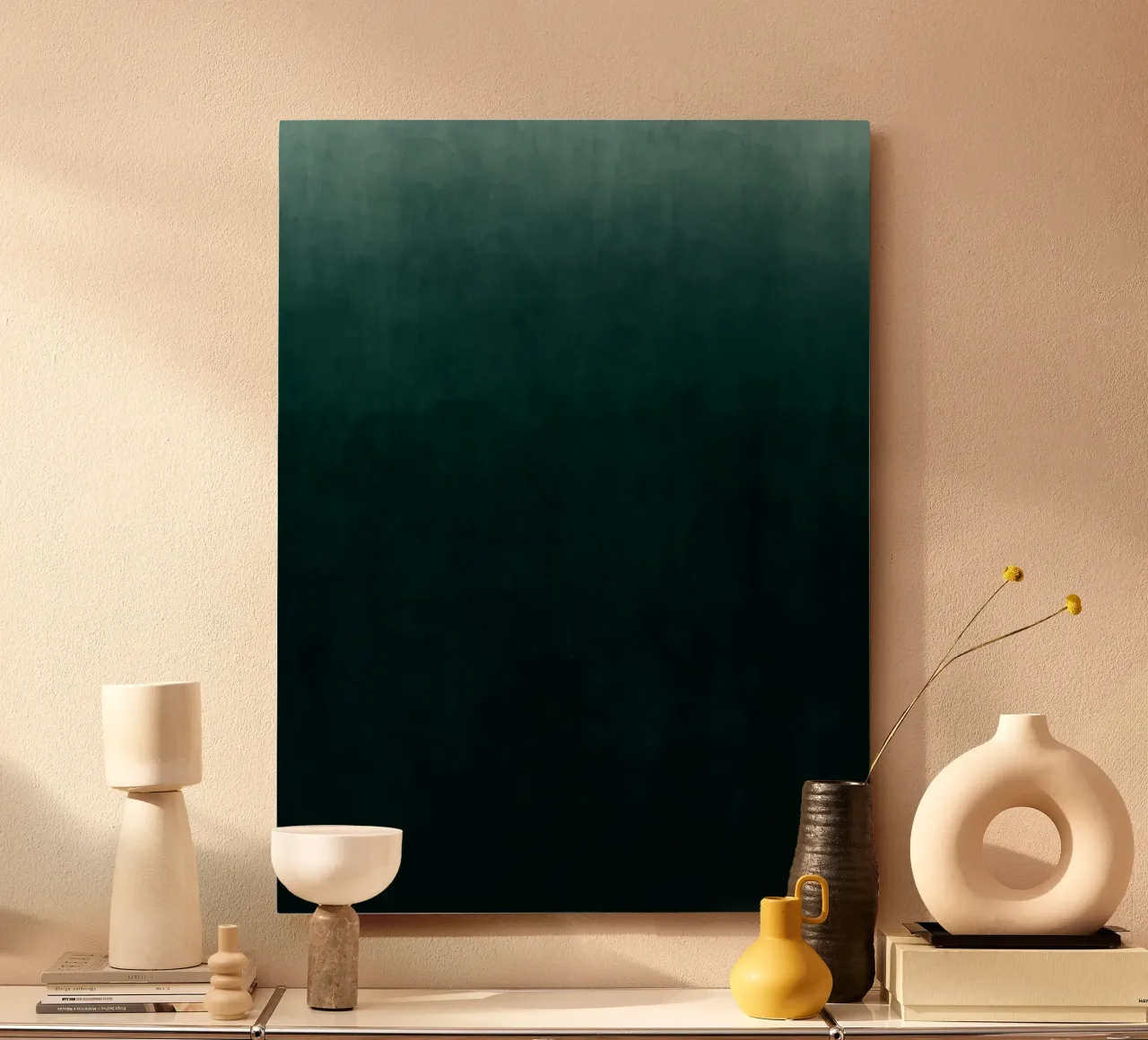 Diep smaragdgroen kleurverloop abstracte kunstdruk aluminium-dibond van kookiepixel