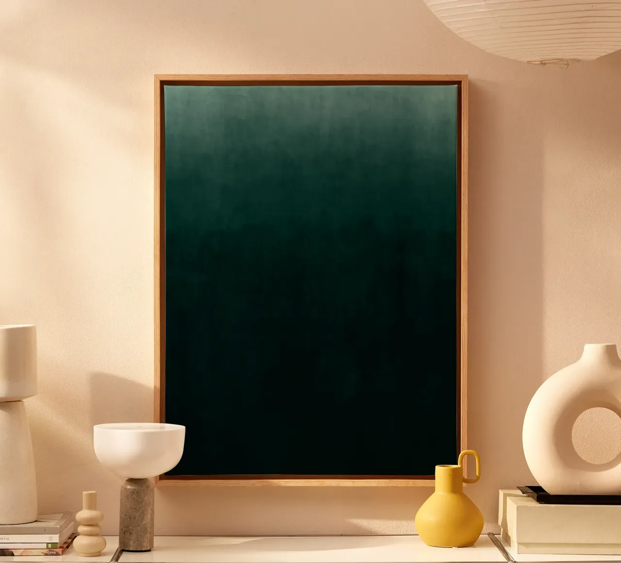 Impression d'art abstrait dégradé vert émeraude profond toile de kookiepixel