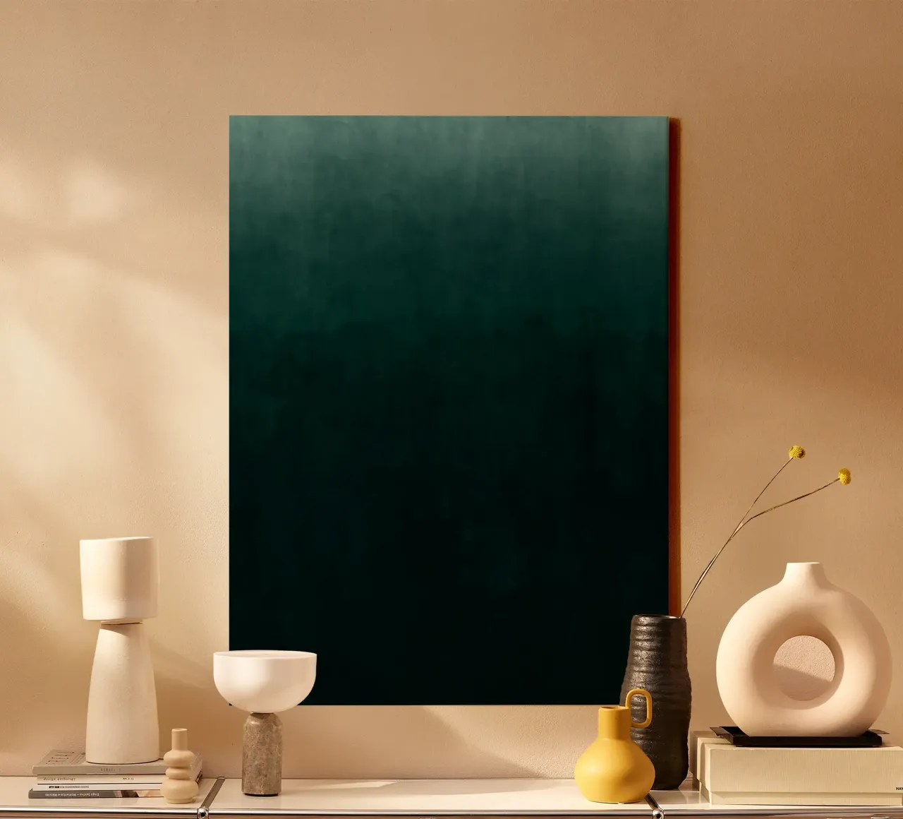 Impression d'art abstrait dégradé vert émeraude profond toile de kookiepixel