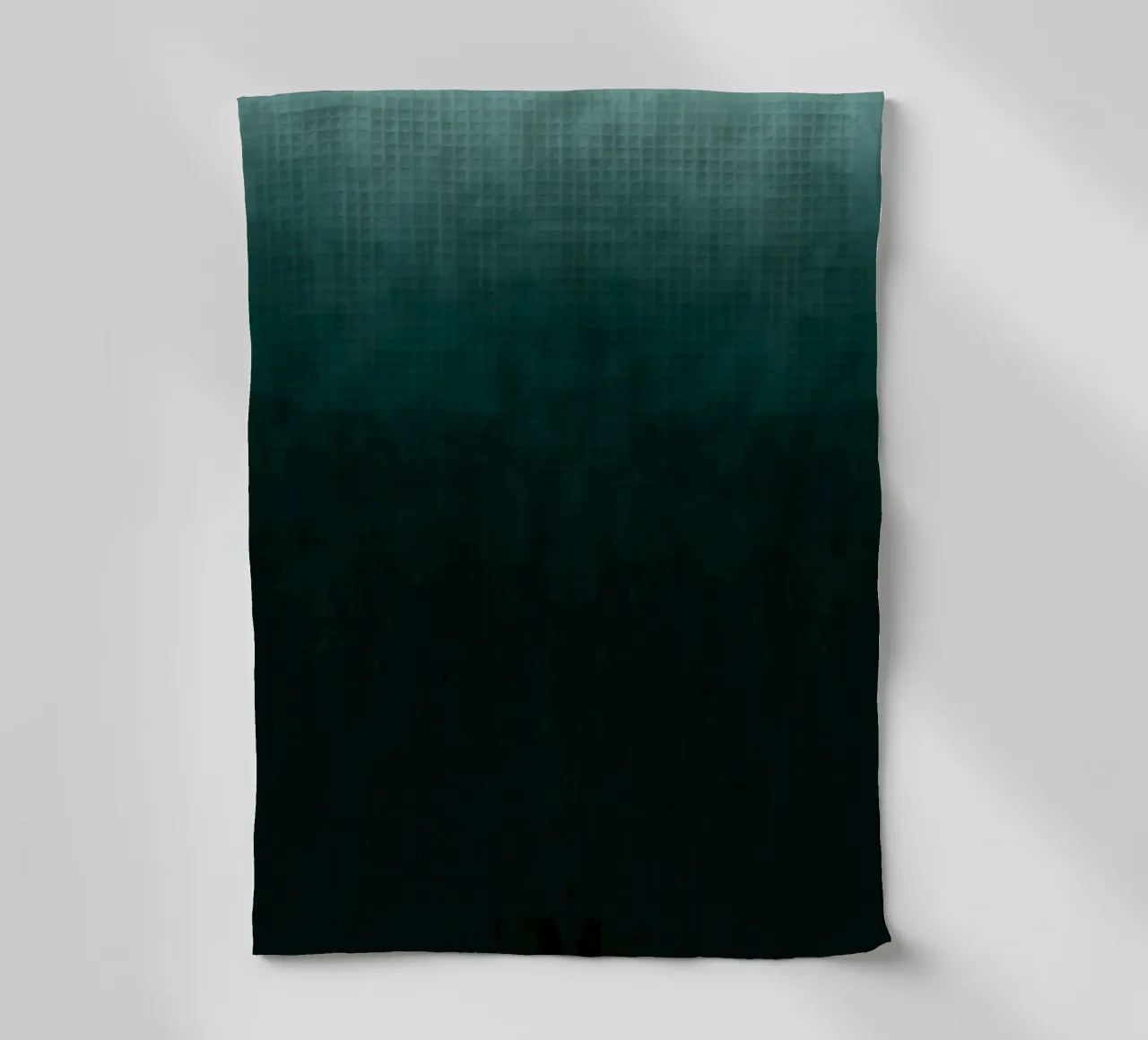 Impression d'art abstrait dégradé vert émeraude profond torchon de kookiepixel