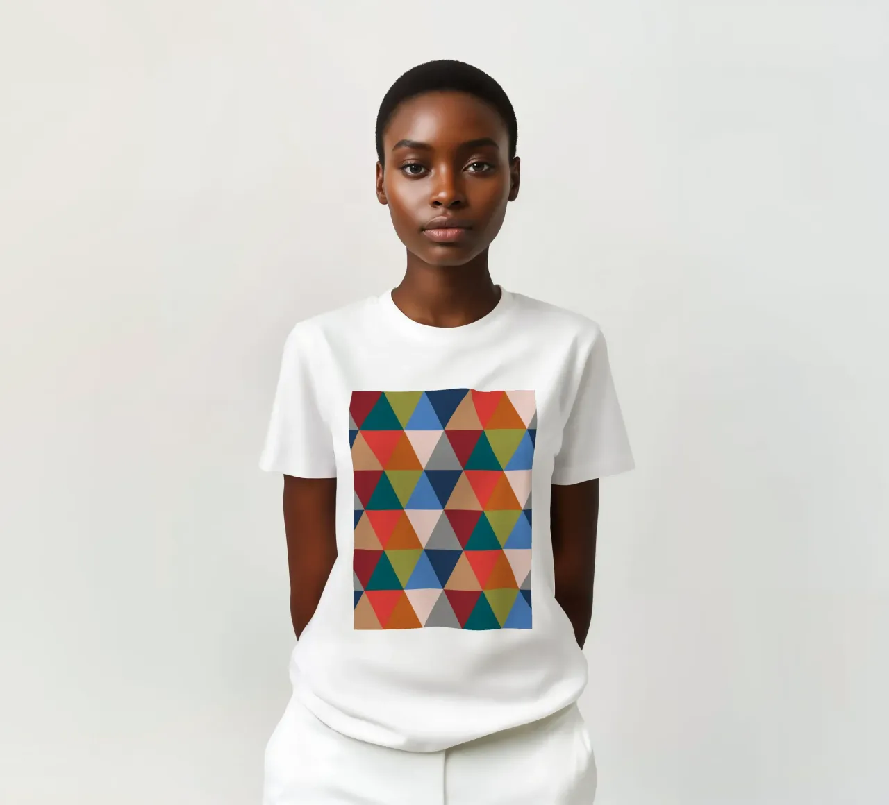 Vibrant Triangles - Colorful Geometric Pattern Print t-shirt by kookiepixel