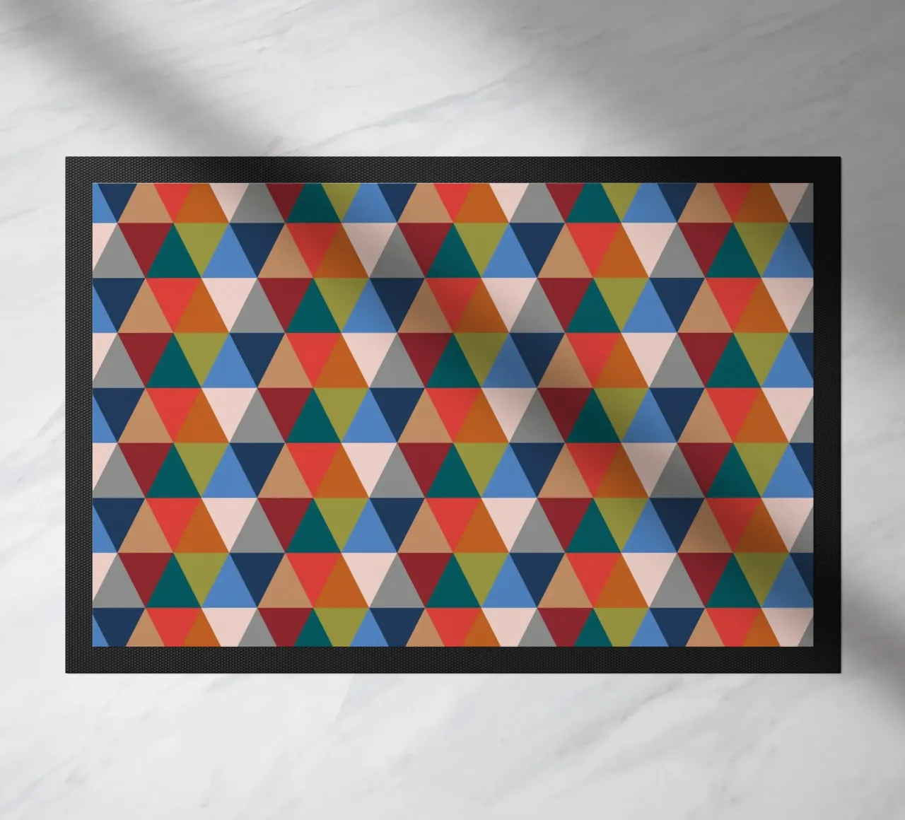 Vibrant Triangles - Colorful Geometric Pattern Print doormat by kookiepixel