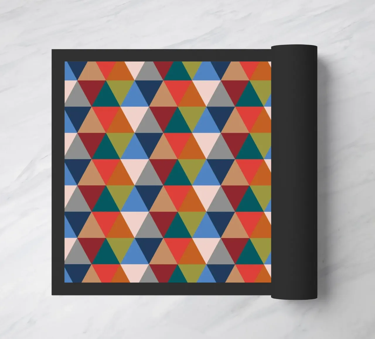 Vibrant Triangles - Colorful Geometric Pattern Print doormat by kookiepixel