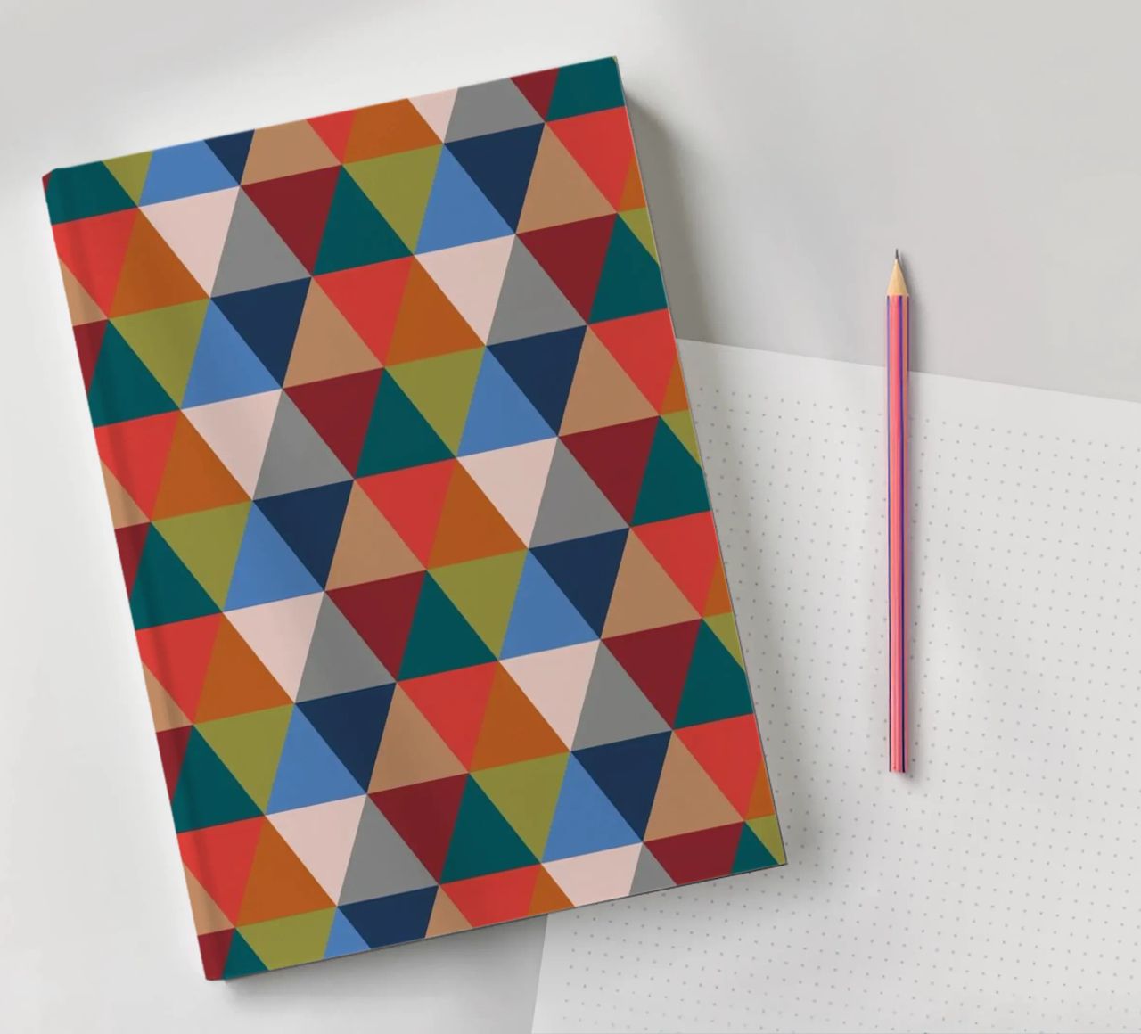 Vibrant Triangles - Colorful Geometric Pattern Print notebook by kookiepixel