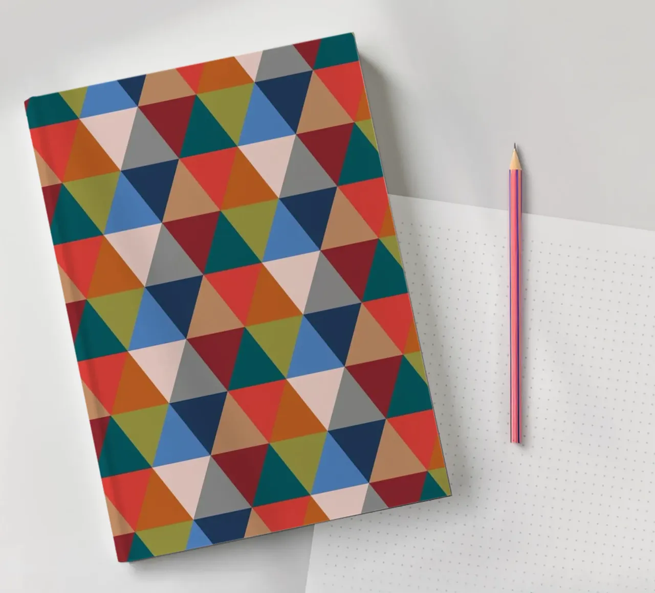 Vibrant Triangles - Colorful Geometric Pattern Print notebook by kookiepixel