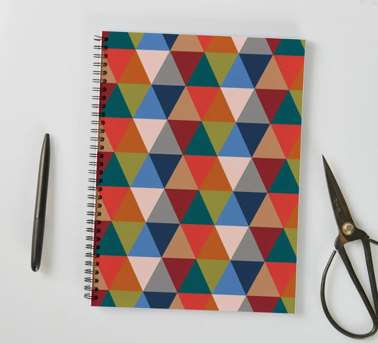 Vibrant Triangles - Colorful Geometric Pattern Print spiral notebook by kookiepixel