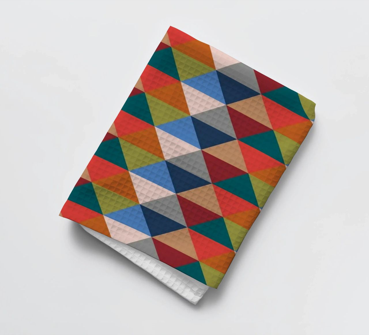Levendige driehoeken - kleurrijke geometrische patroonafdruk theedoek van kookiepixel