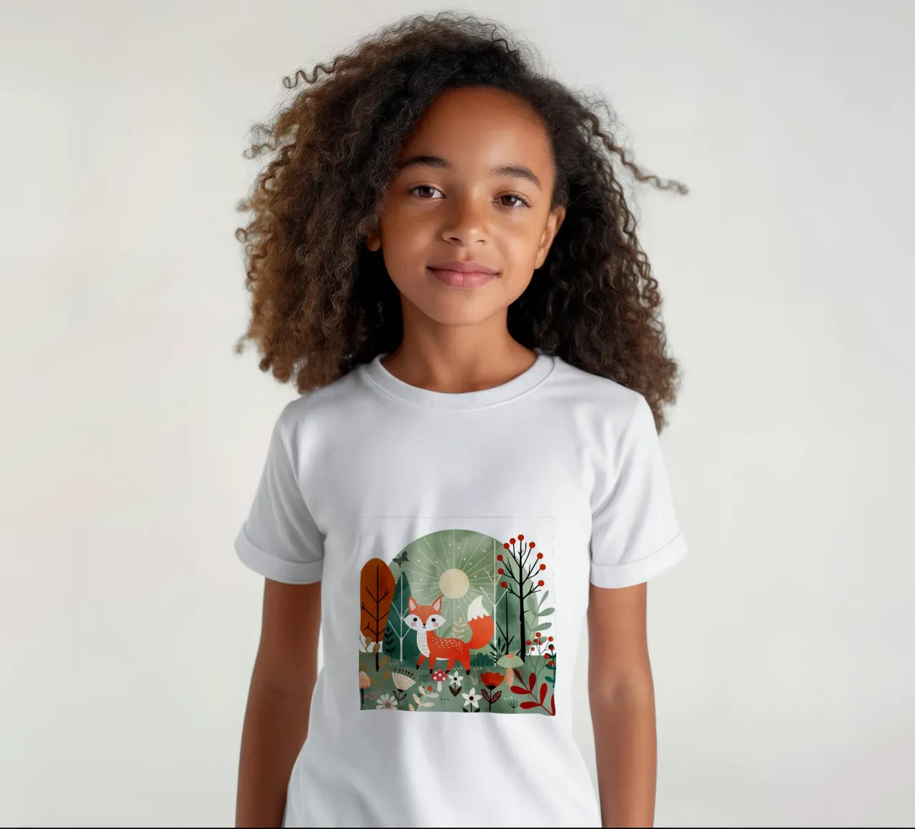 Volpe allegra nella foresta soleggiata t-shirt bambini da namosh