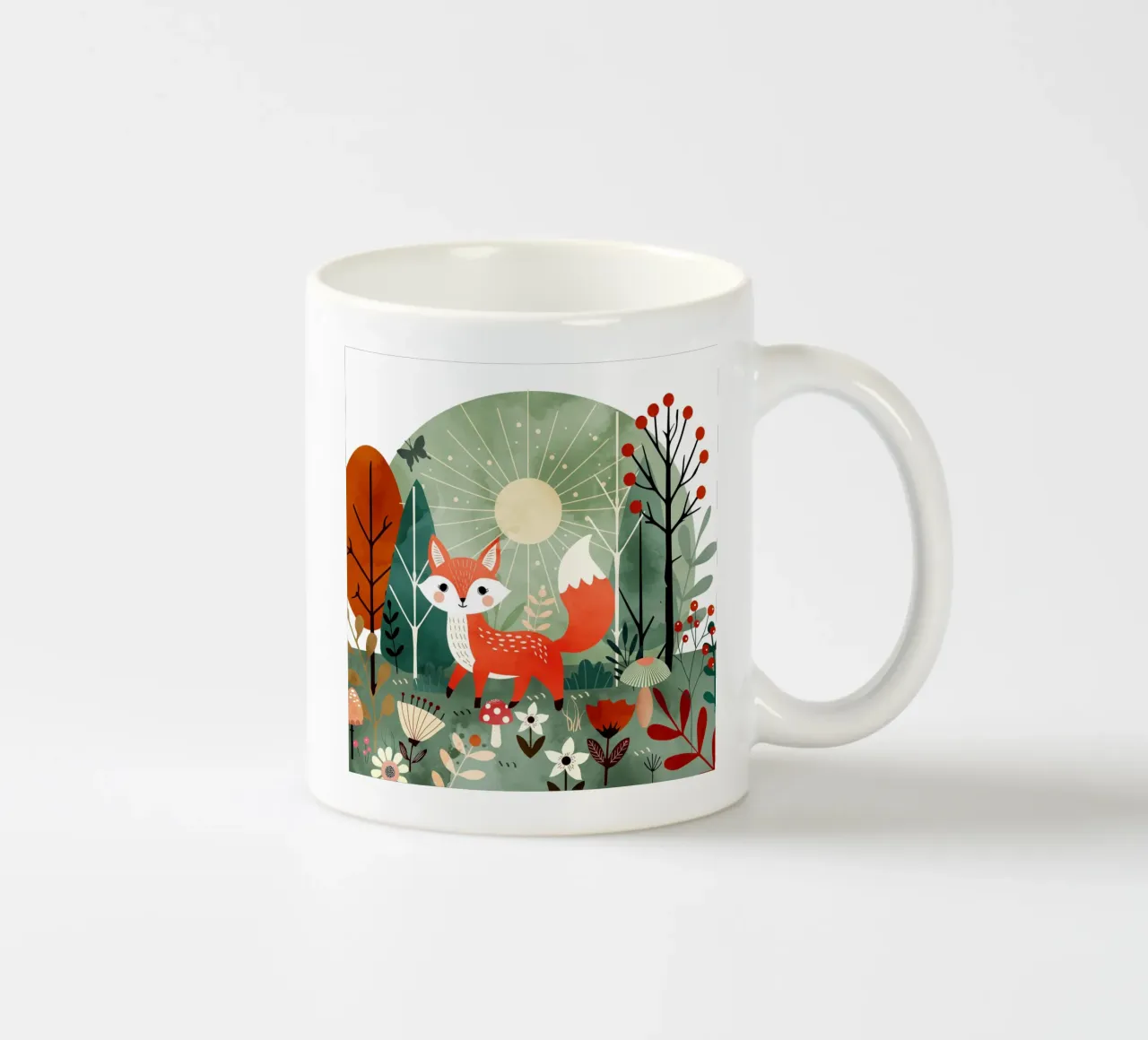 Volpe allegra nella foresta soleggiata tazza in ceramica da namosh