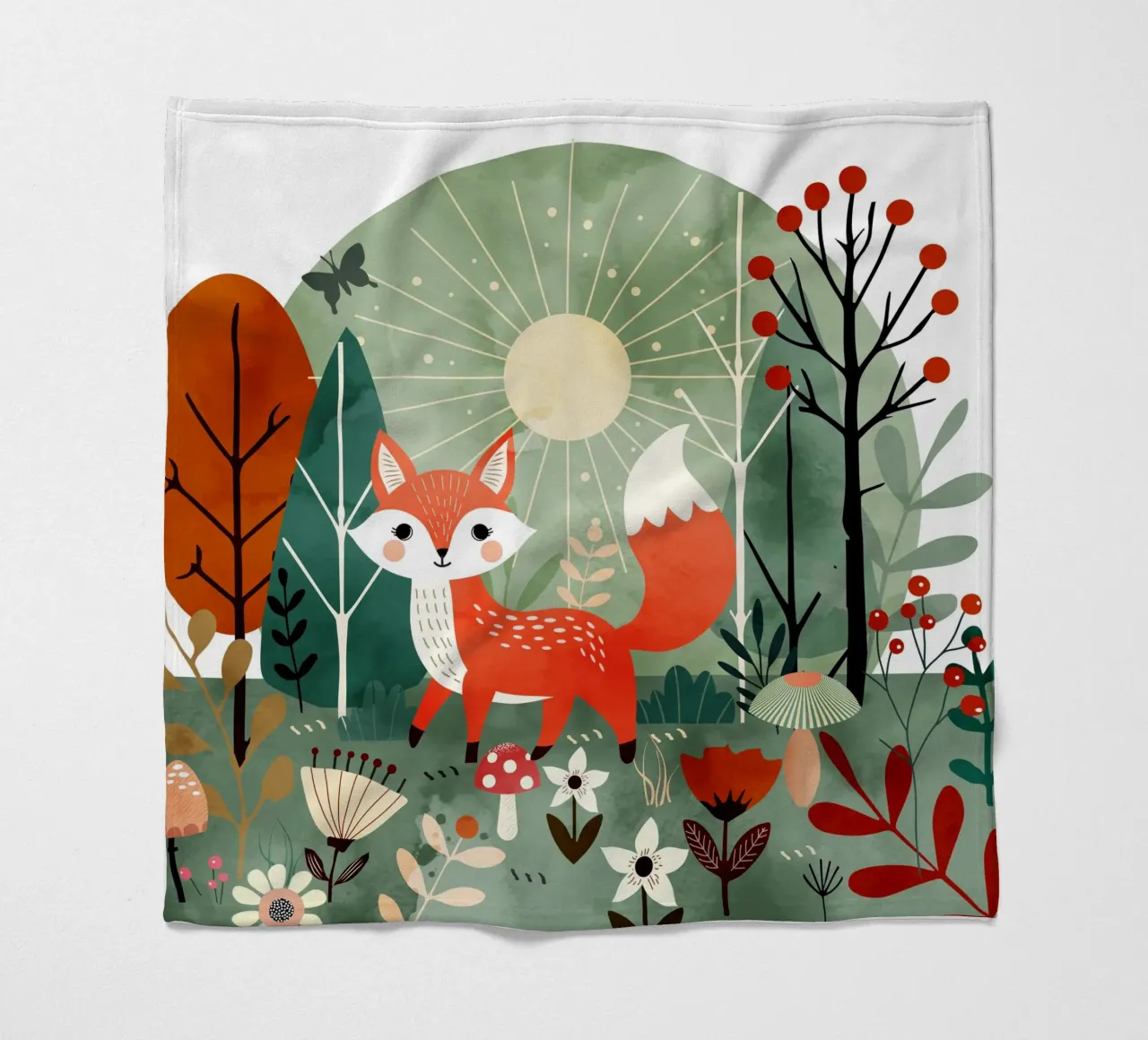 Joyeux renard dans la forêt ensoleillée plaid polaire de namosh