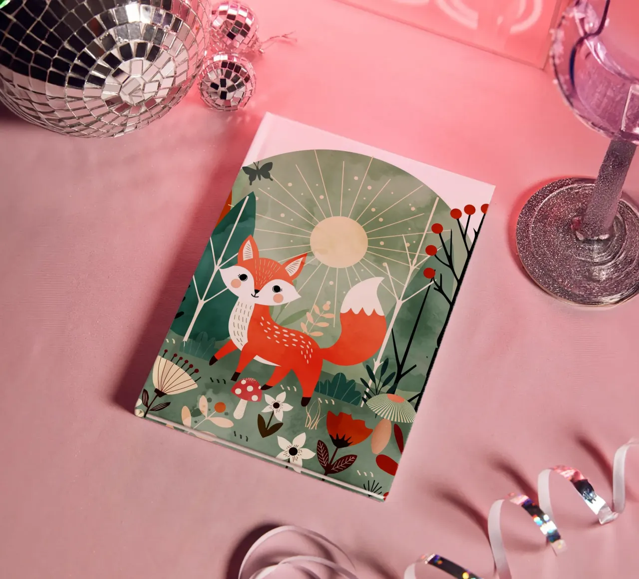 Joyeux renard dans la forêt ensoleillée carnet de notes de namosh