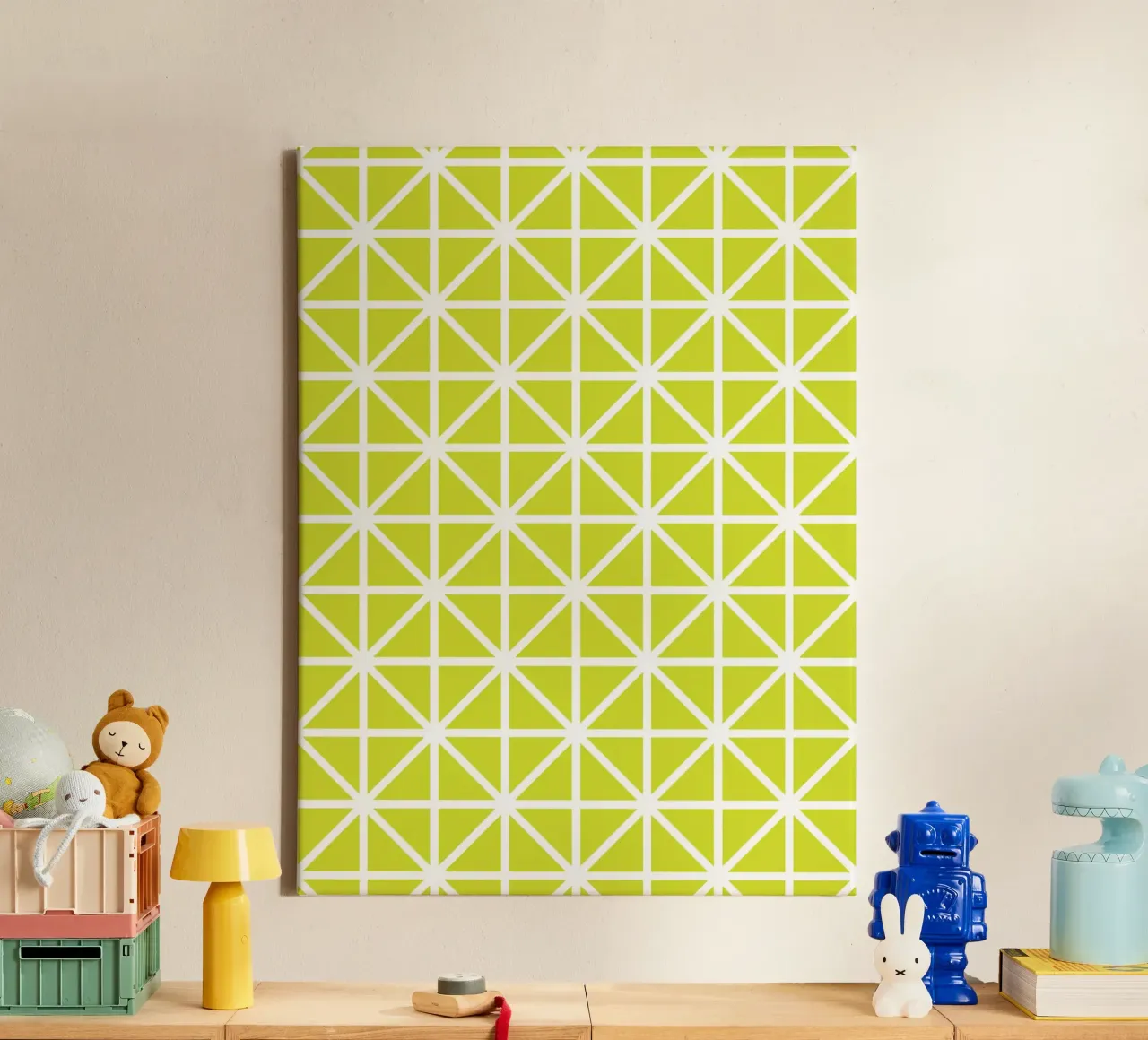 Citrus Grid - Lime Green Geometric Pattern canvas by kookiepixel
