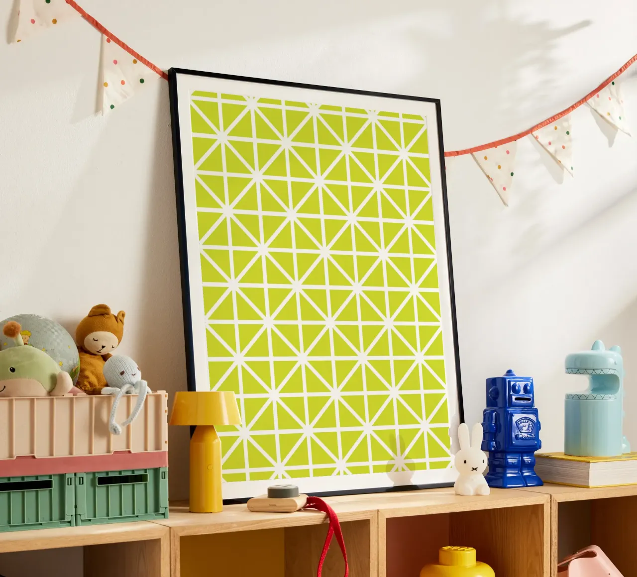 Citrus Grid - Lime Green Geometric Pattern hahnemühle by kookiepixel