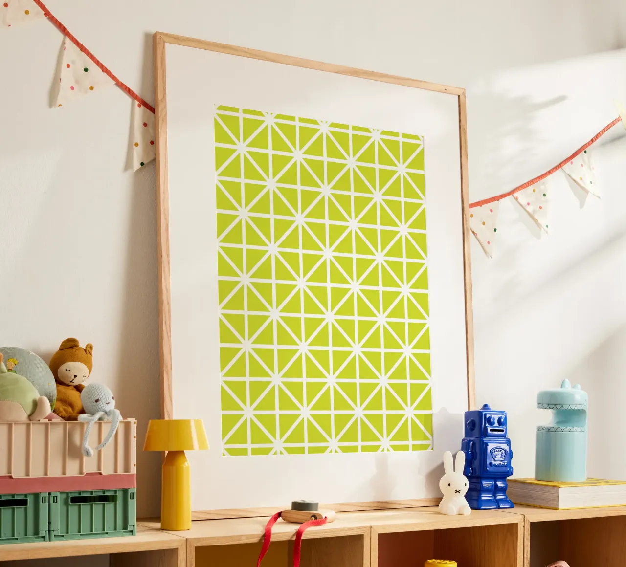 Citrus Grid - Lime Green Geometric Pattern hahnemühle by kookiepixel