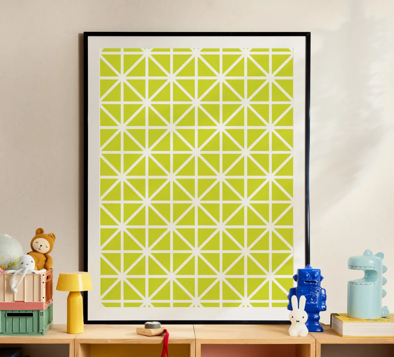 Citrus Grid - Lime Green Geometric Pattern hahnemühle by kookiepixel