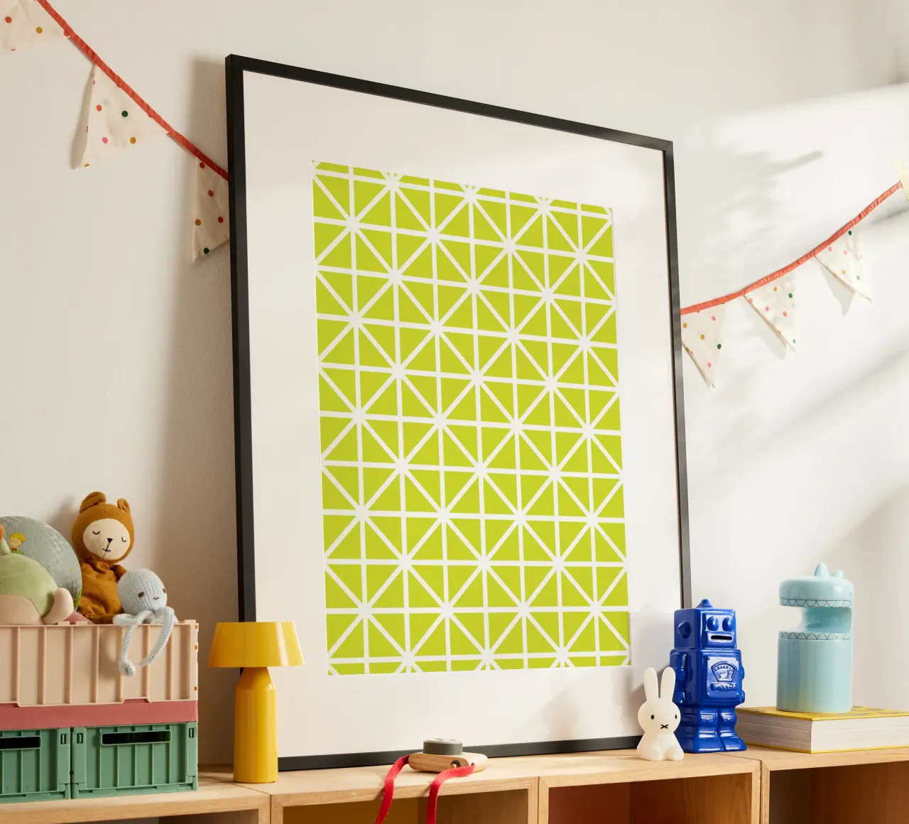 Citrus Grid - Lime Green Geometric Pattern hahnemühle by kookiepixel