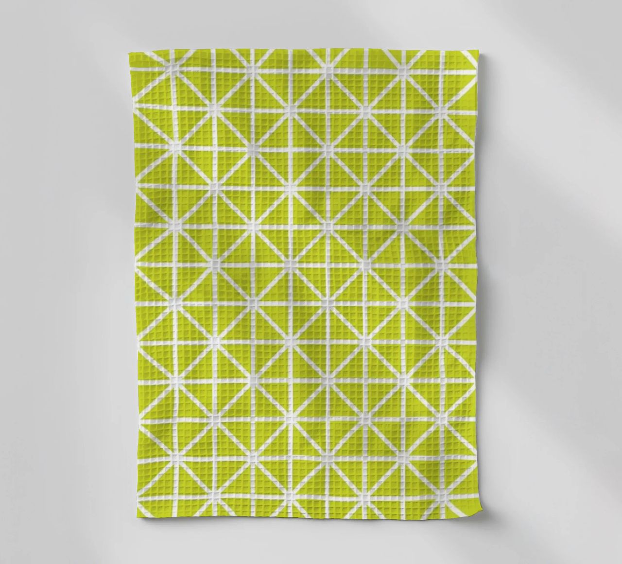 Citrus Grid - Motif géométrique vert lime torchon de kookiepixel