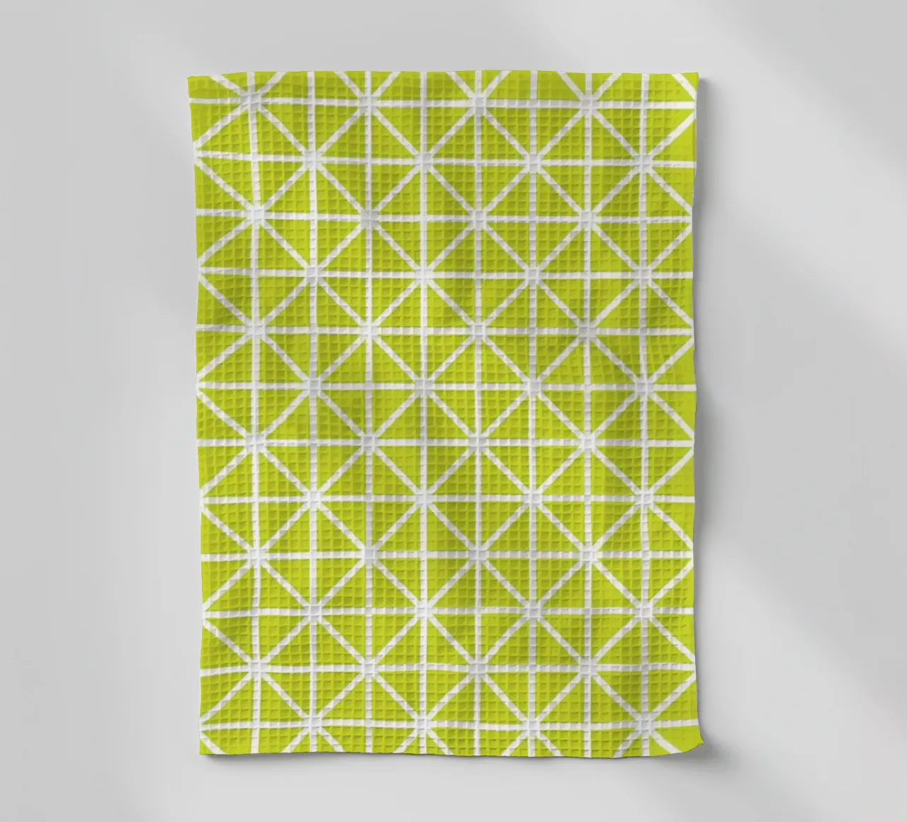 Citrus Grid - Motif géométrique vert lime torchon de kookiepixel