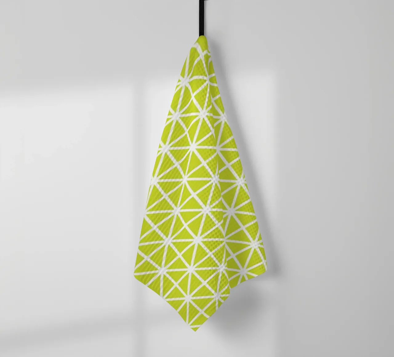 Citrus Grid - Motif géométrique vert lime torchon de kookiepixel