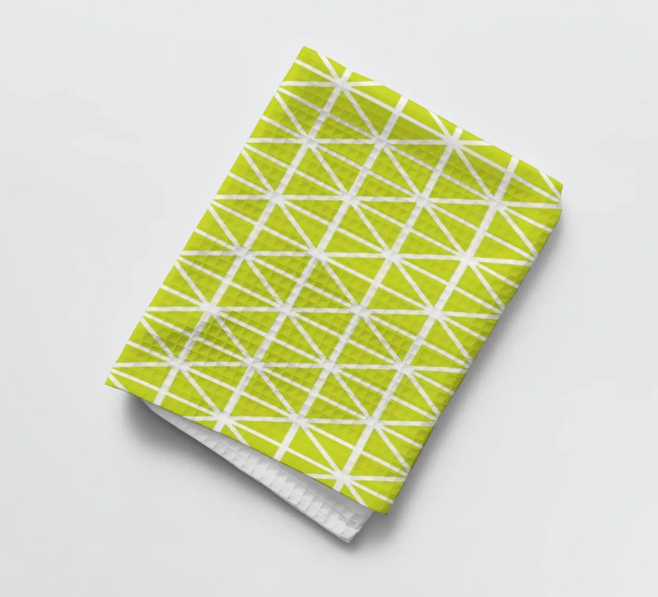 Citrus Grid - Motif géométrique vert lime torchon de kookiepixel