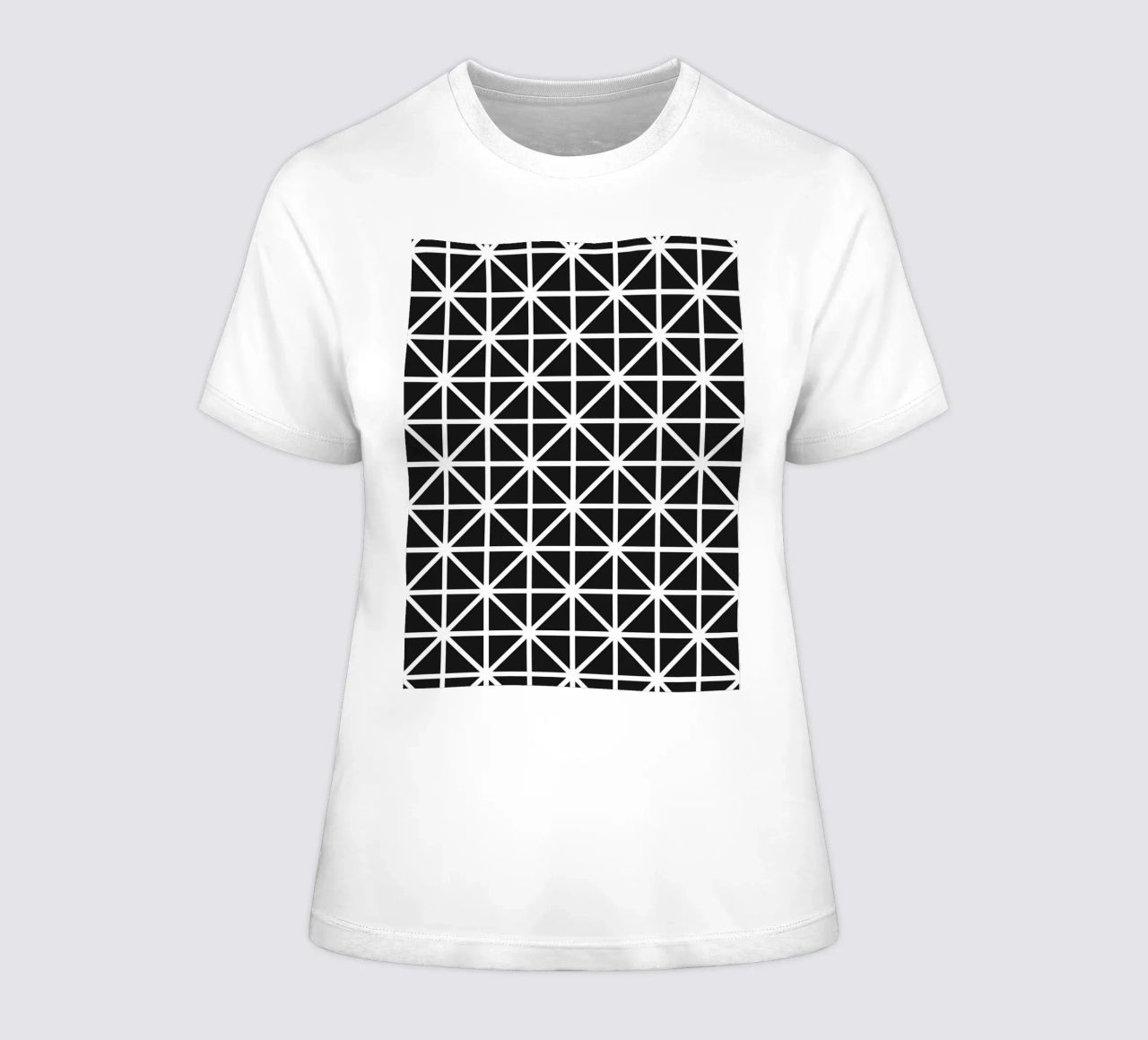 Monochrome Grid Pattern - Minimalist Geometric Design women's fitted t-shirt by kookiepixel