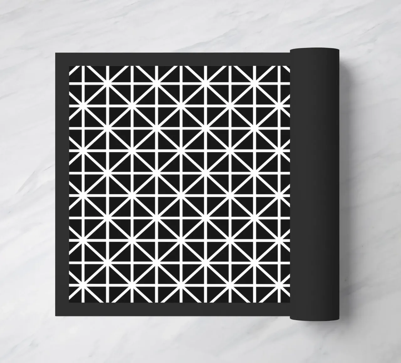 Monochrome Grid Pattern - Minimalist Geometric Design doormat by kookiepixel