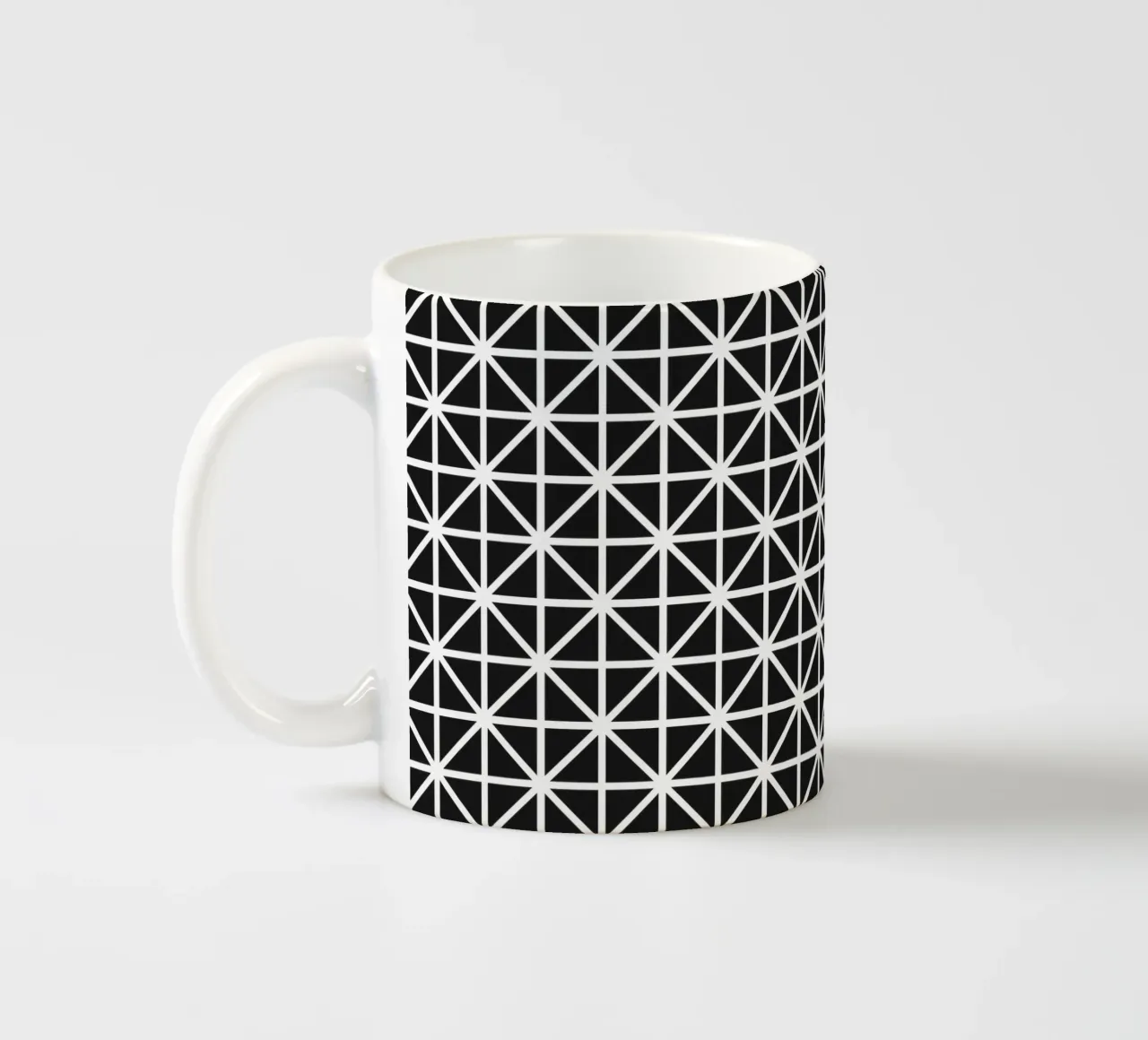 Monochrome Grid Pattern - Minimalist Geometric Design ceramic mug by kookiepixel