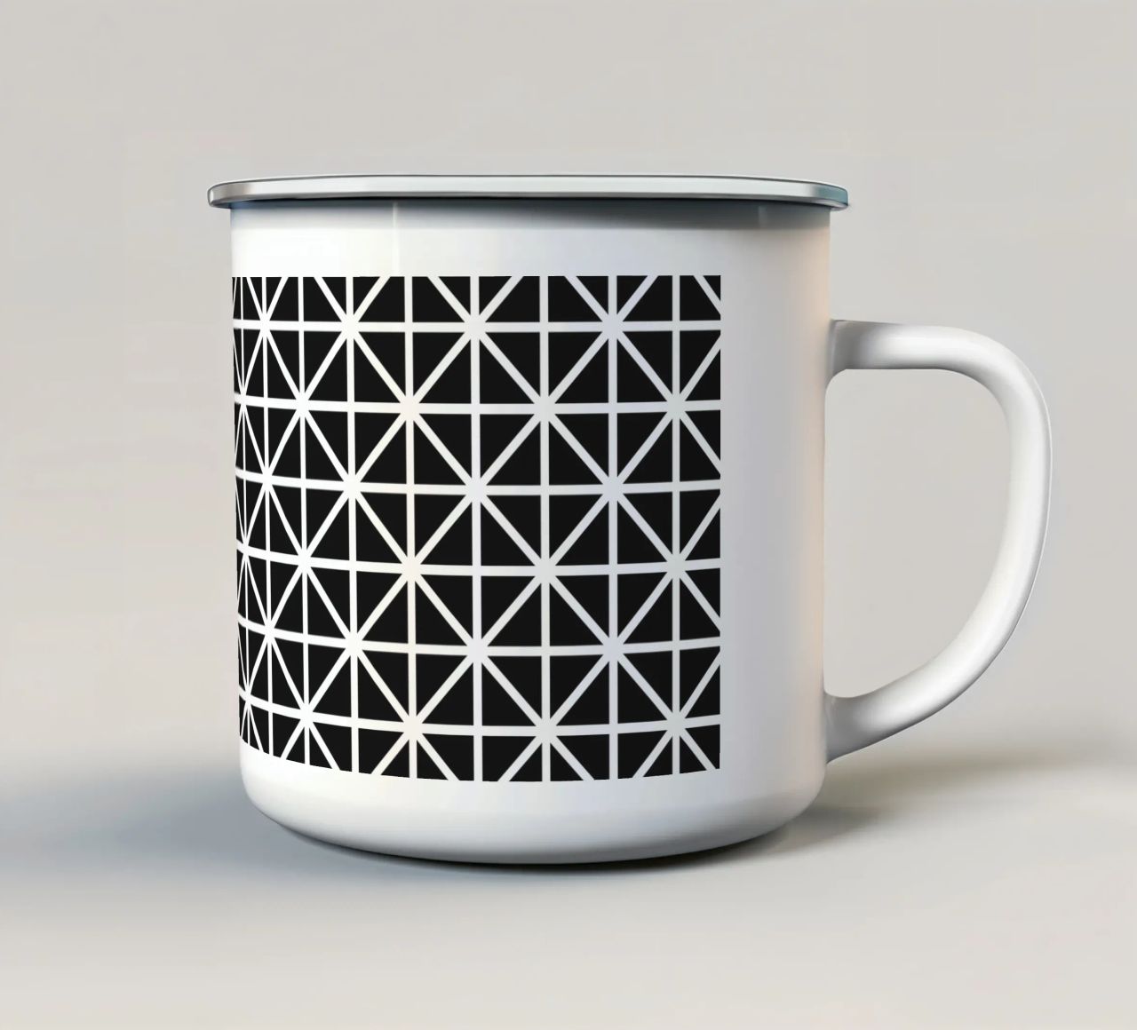 Pattern monocromatico a griglia - Design geometrico minimalista tazza in smalto da kookiepixel